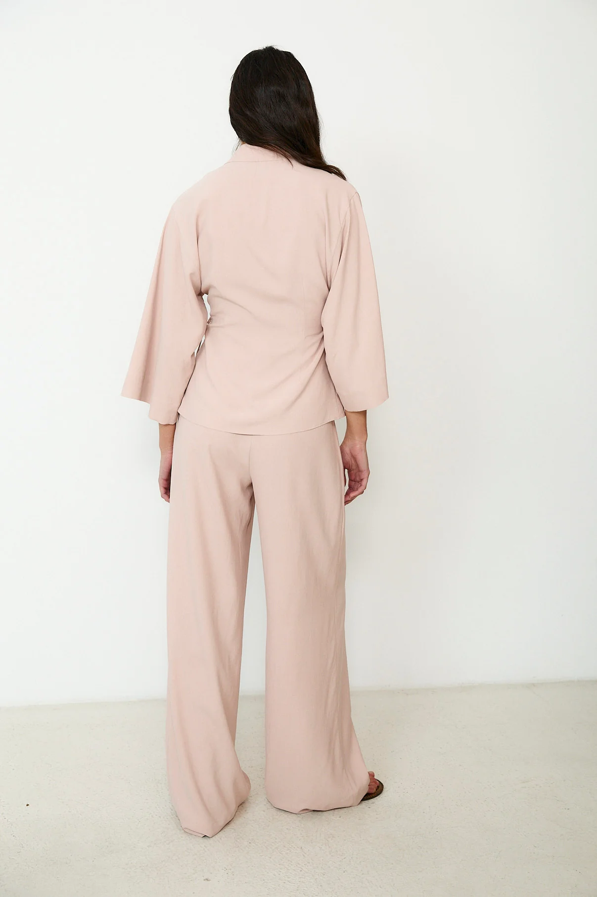 LOURDES | Light Pink Silk Wrap Blazer - Image 5