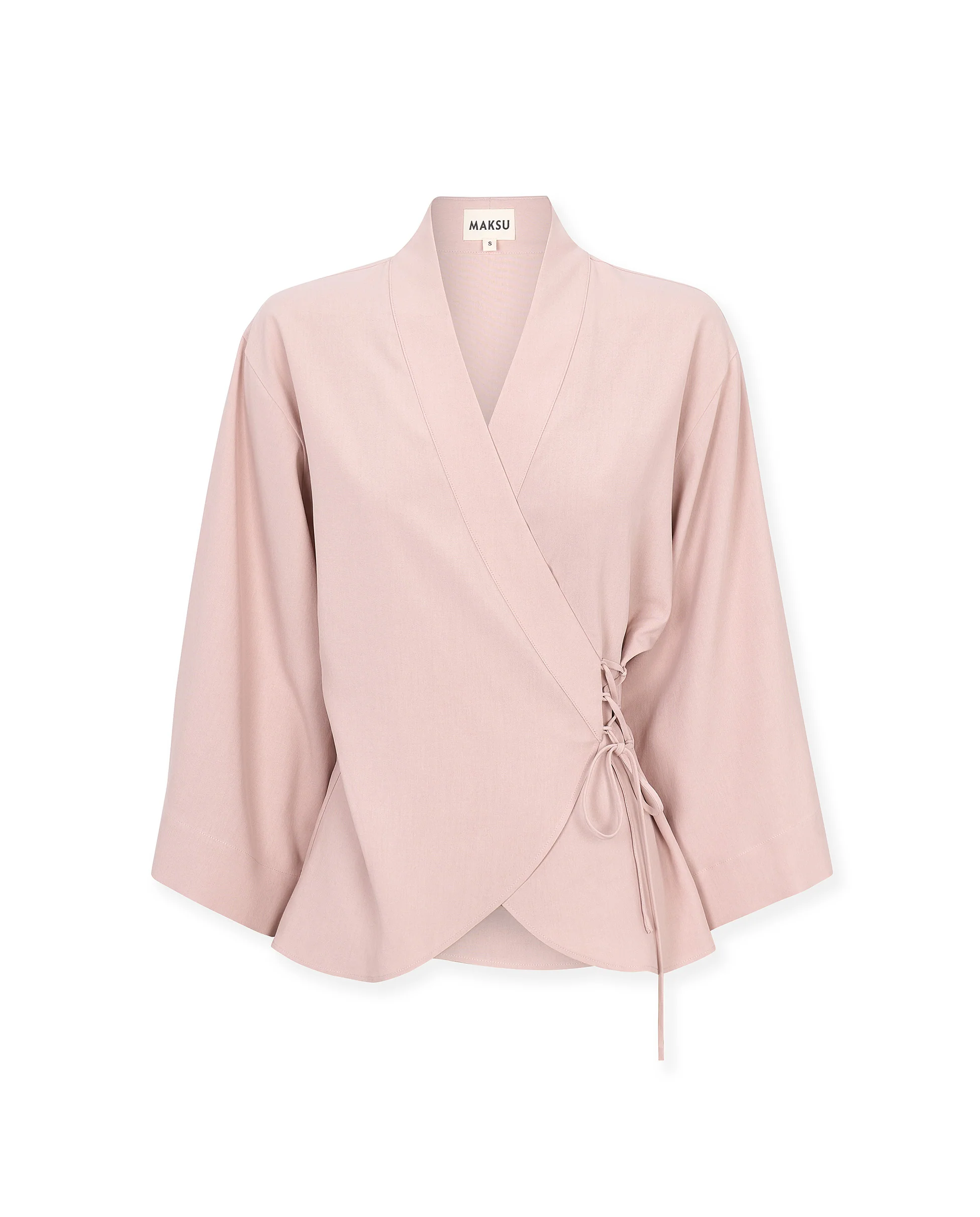 LOURDES | Light Pink Silk Wrap Blazer - Image 6