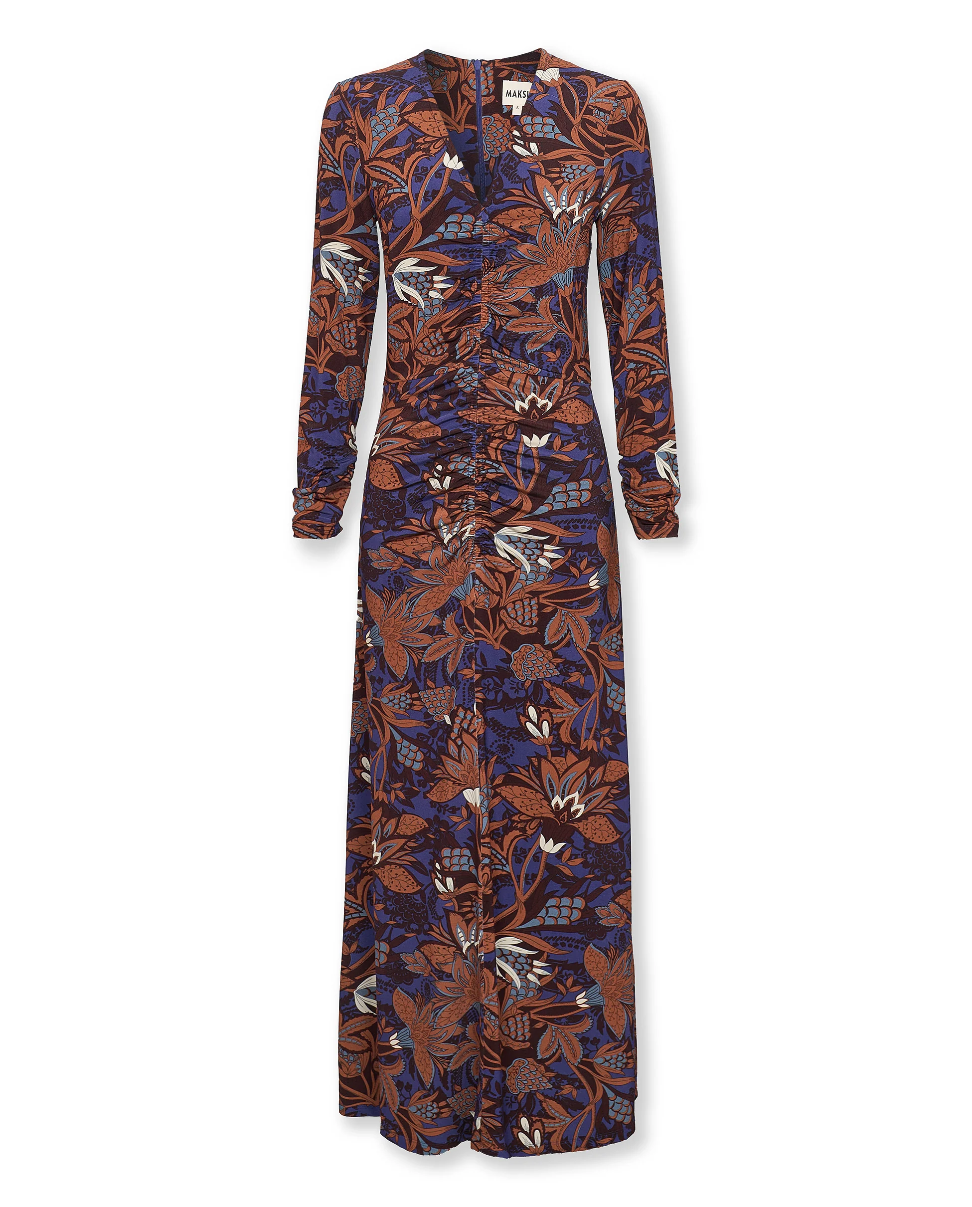 LUCY | Brown Printed Long Sleeve Midi Dress - Image 6