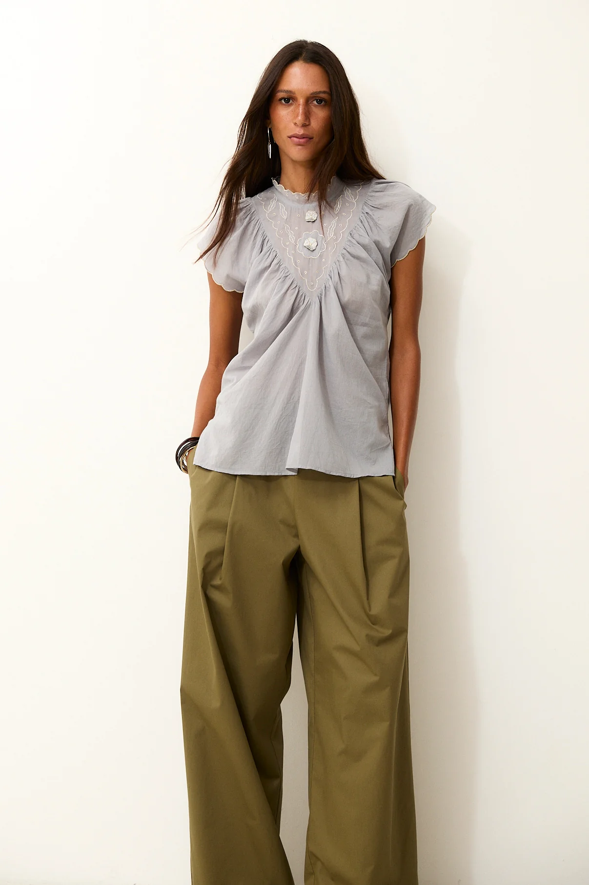 LUKA | Light Blue Cotton Blouse - Image 3