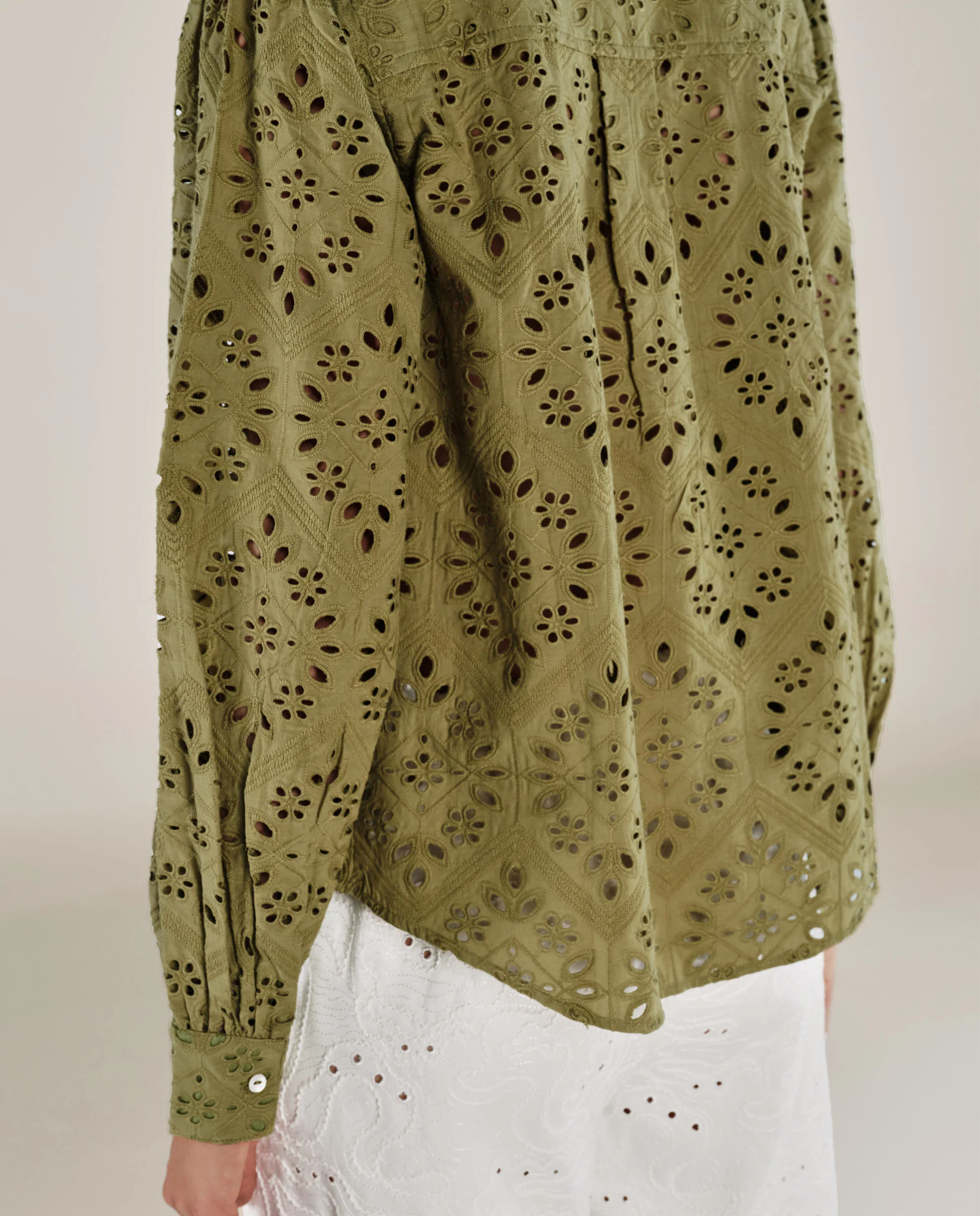 LULU | Soft Green Embroidery Cotton Blouse - Image 5