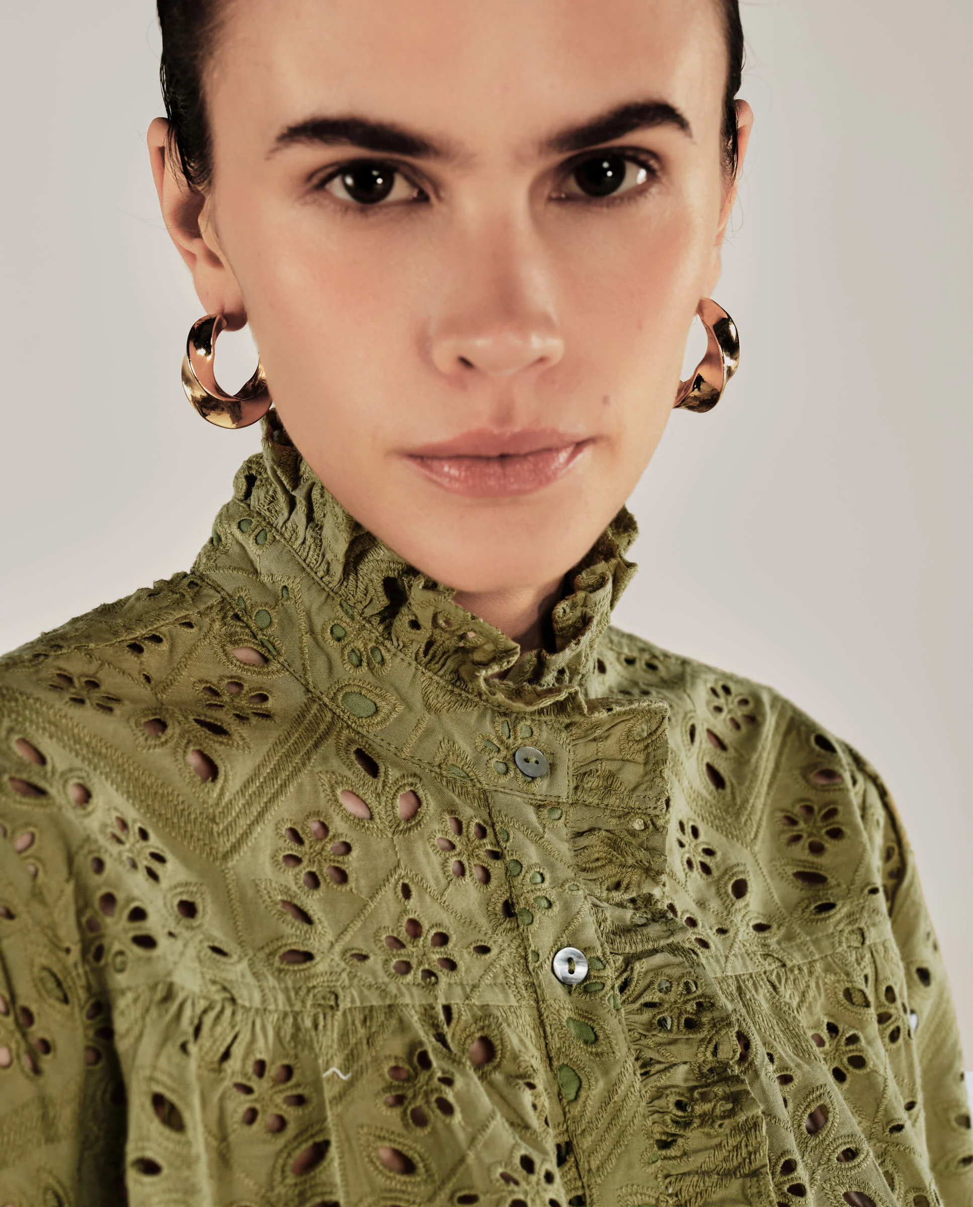 LULU | Soft Green Embroidery Cotton Blouse - Image 6