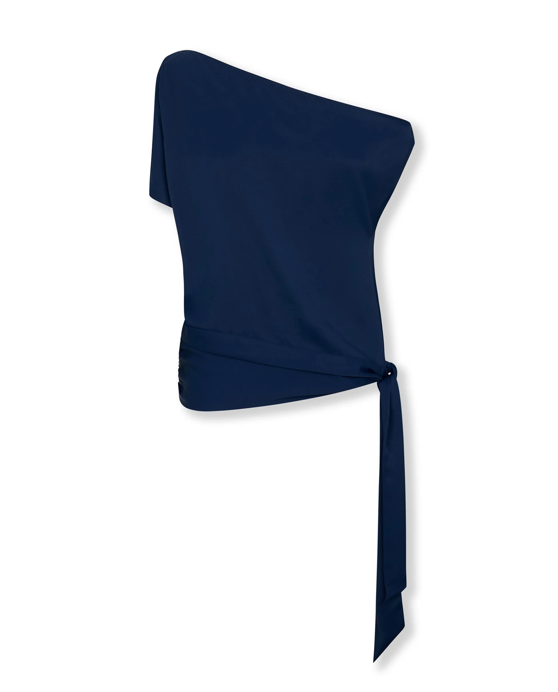 MAKBUSH | Navy Draped Neckline Top - Image 7