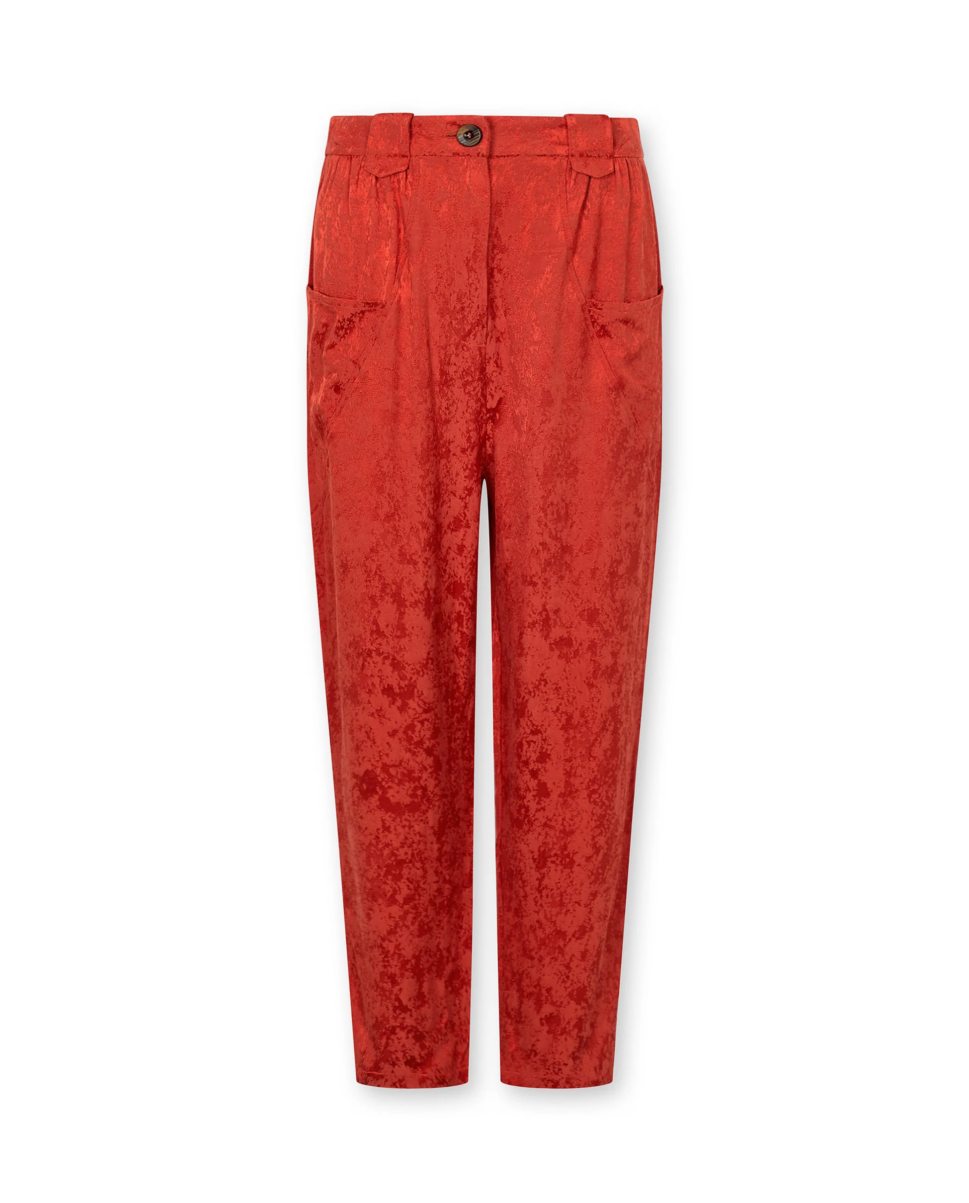 MALAQUITA | Red Jacquard Satin Tapered Trousers - Image 5