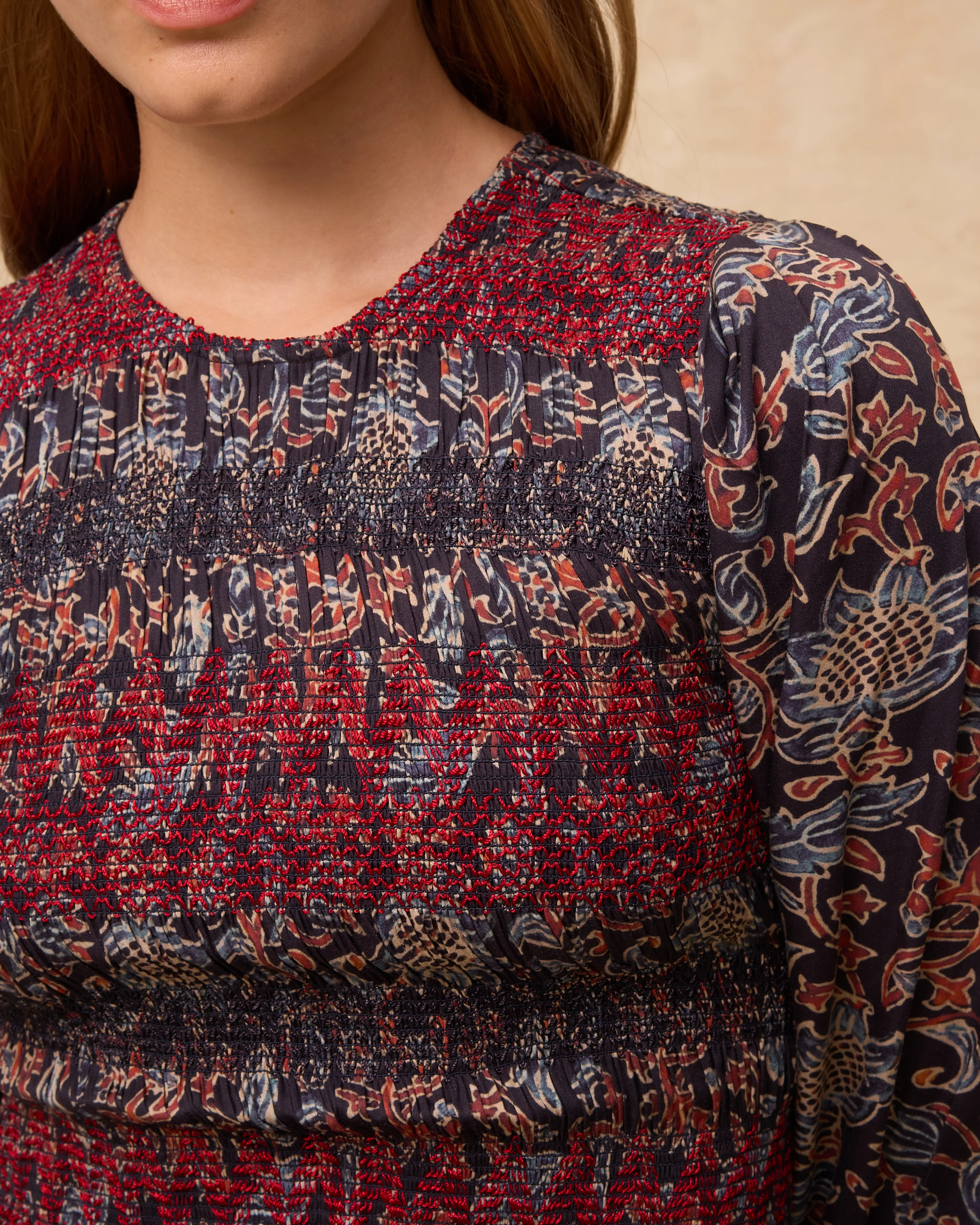 MARETOILE | Navy Multi Floral Print Midi Dress - Image 4