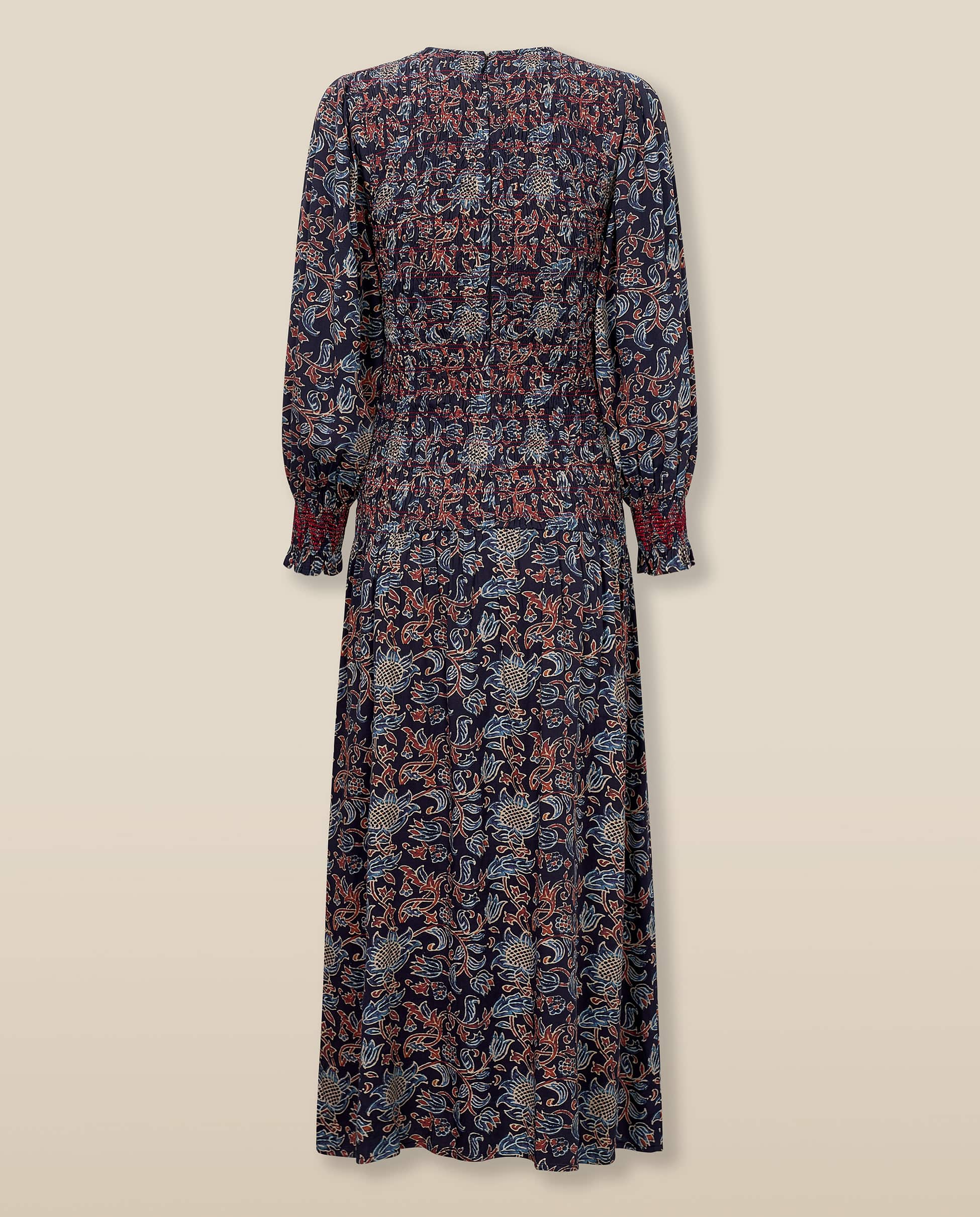 MARETOILE | Navy Multi Floral Print Midi Dress - Image 7