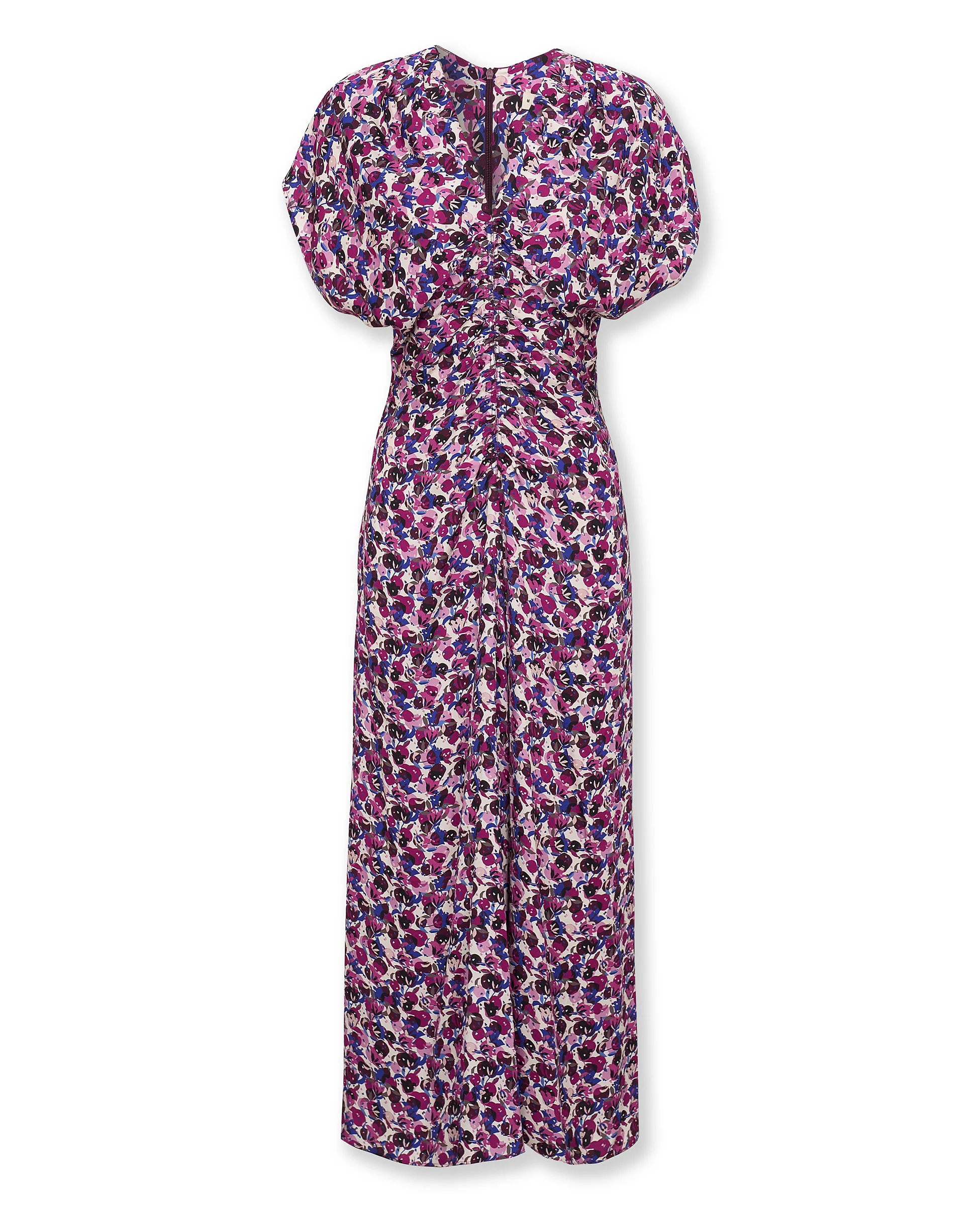 MARIETA | Magenta Abstract Floral Midi Dress - Image 5
