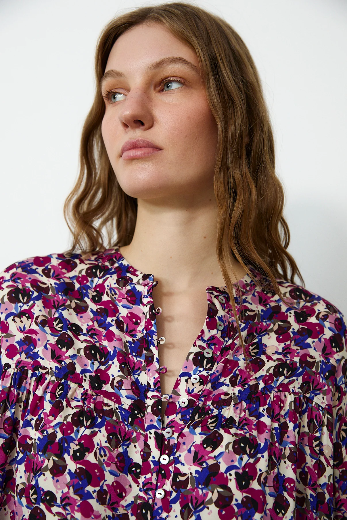 MARIETA | Magenta Abstract Floral Blouse - Image 4