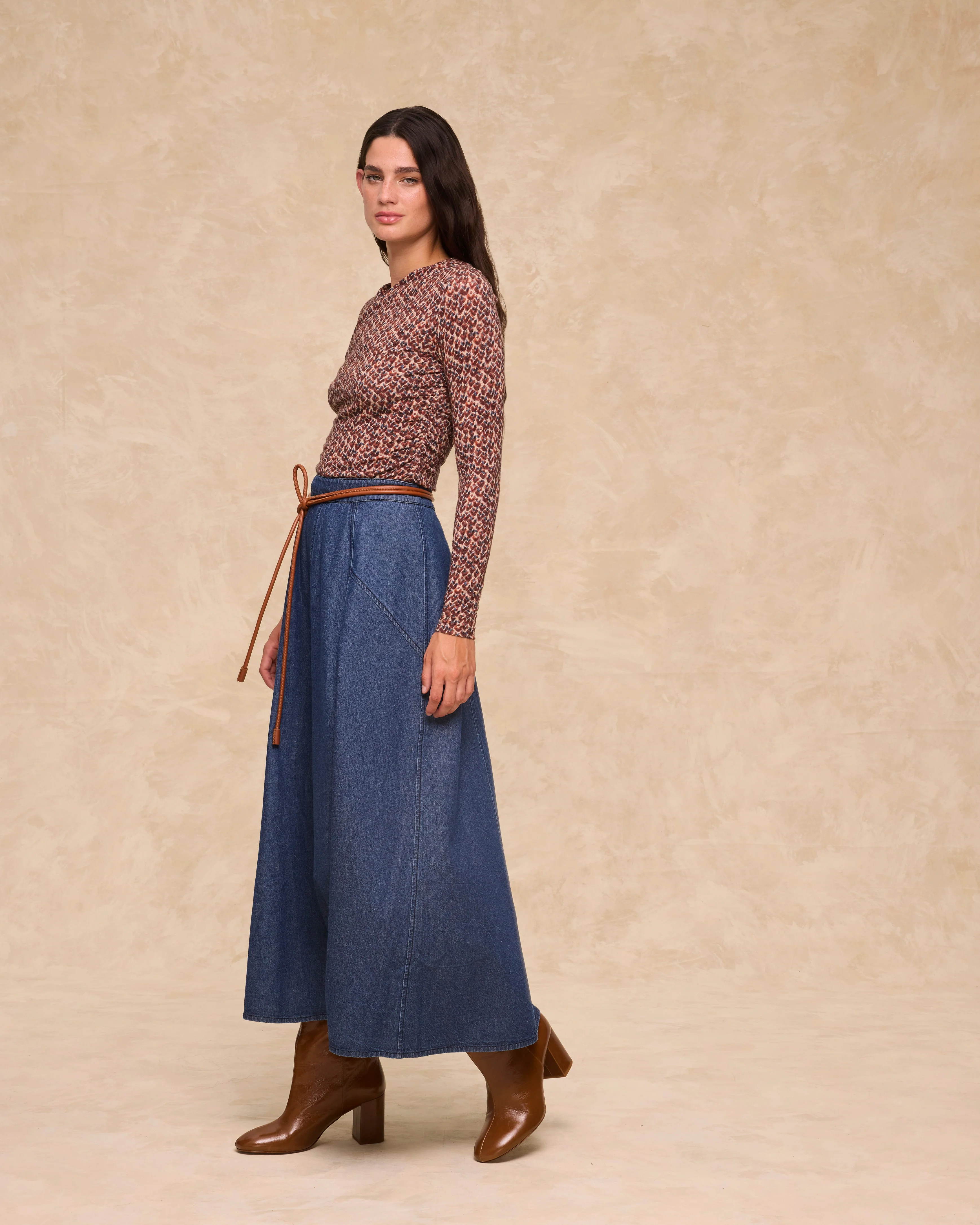 MARISSA | Rust Multi Print Jersey Top - Image 3