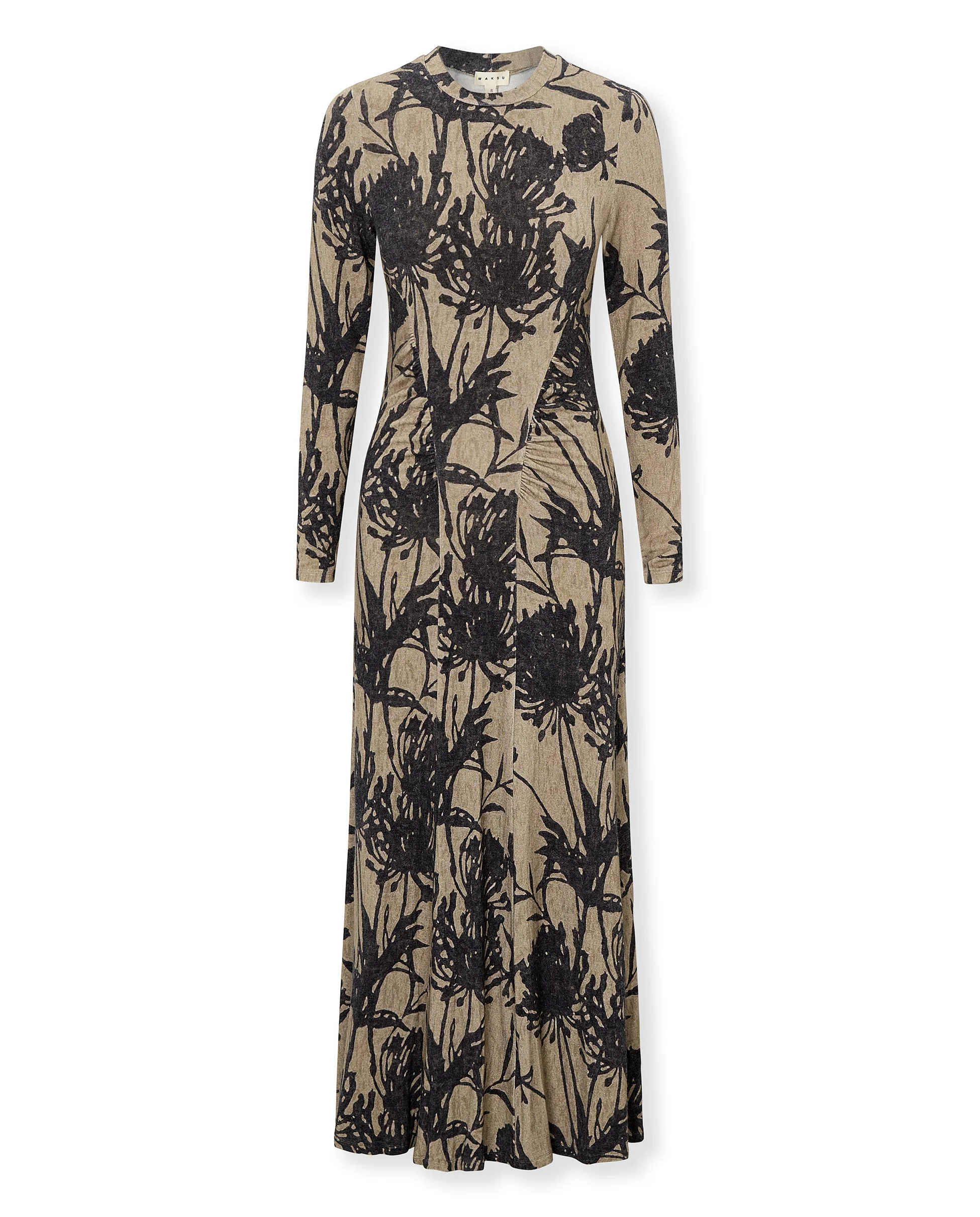 MARISSA | Sand Botanical Print Jersey Dress - Image 5