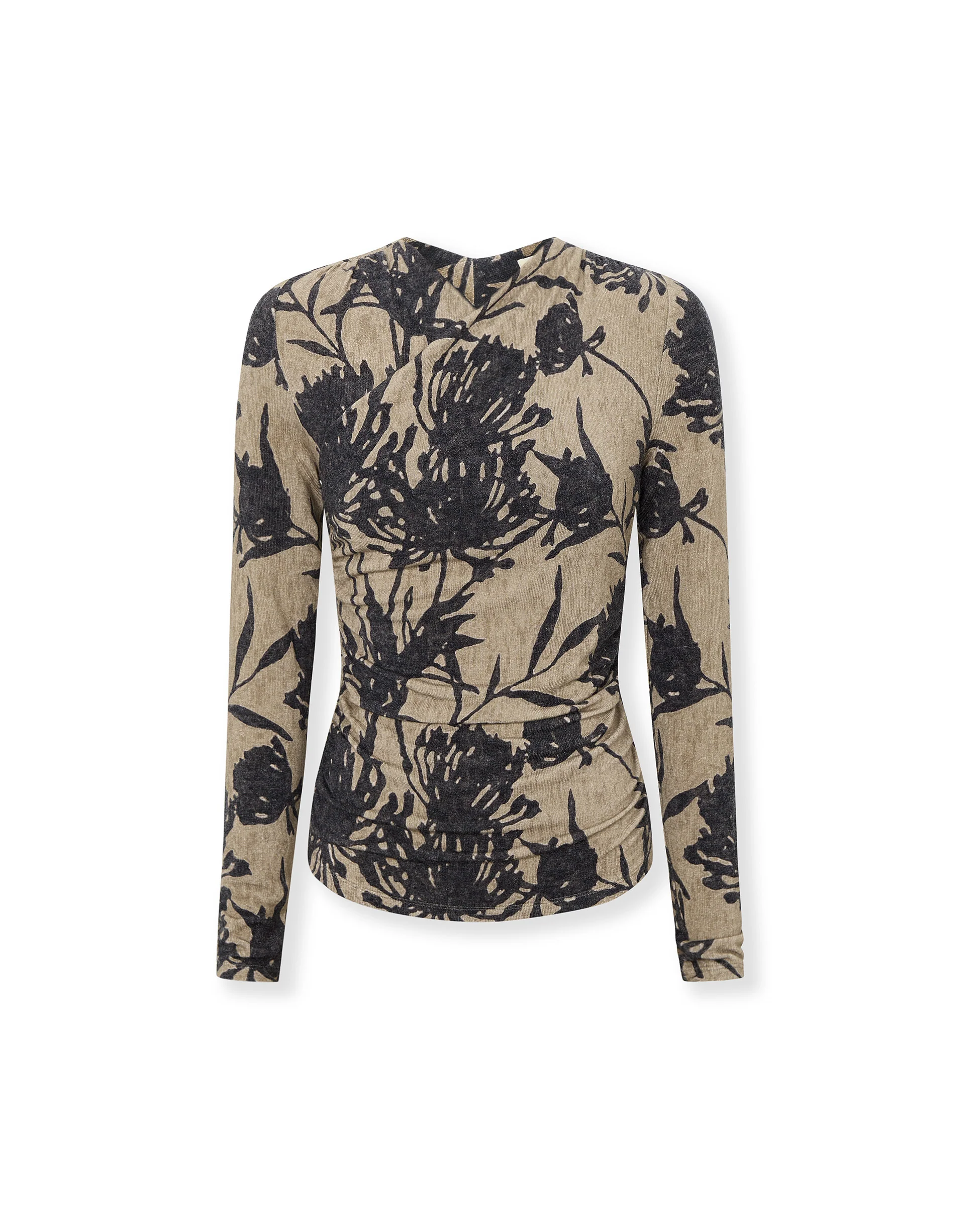 MARISSA | Sand Botanical Print Jersey Top - Image 5