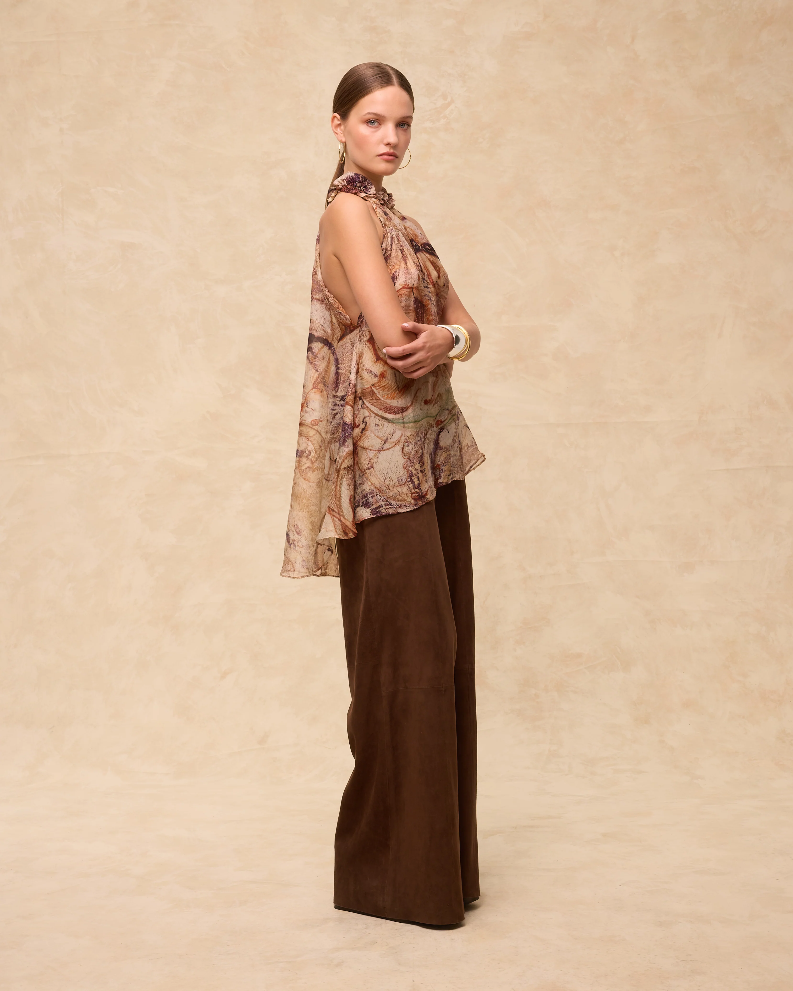 MARSIGLIA | Beige Multi Halter-Neck Printed Top - Image 4
