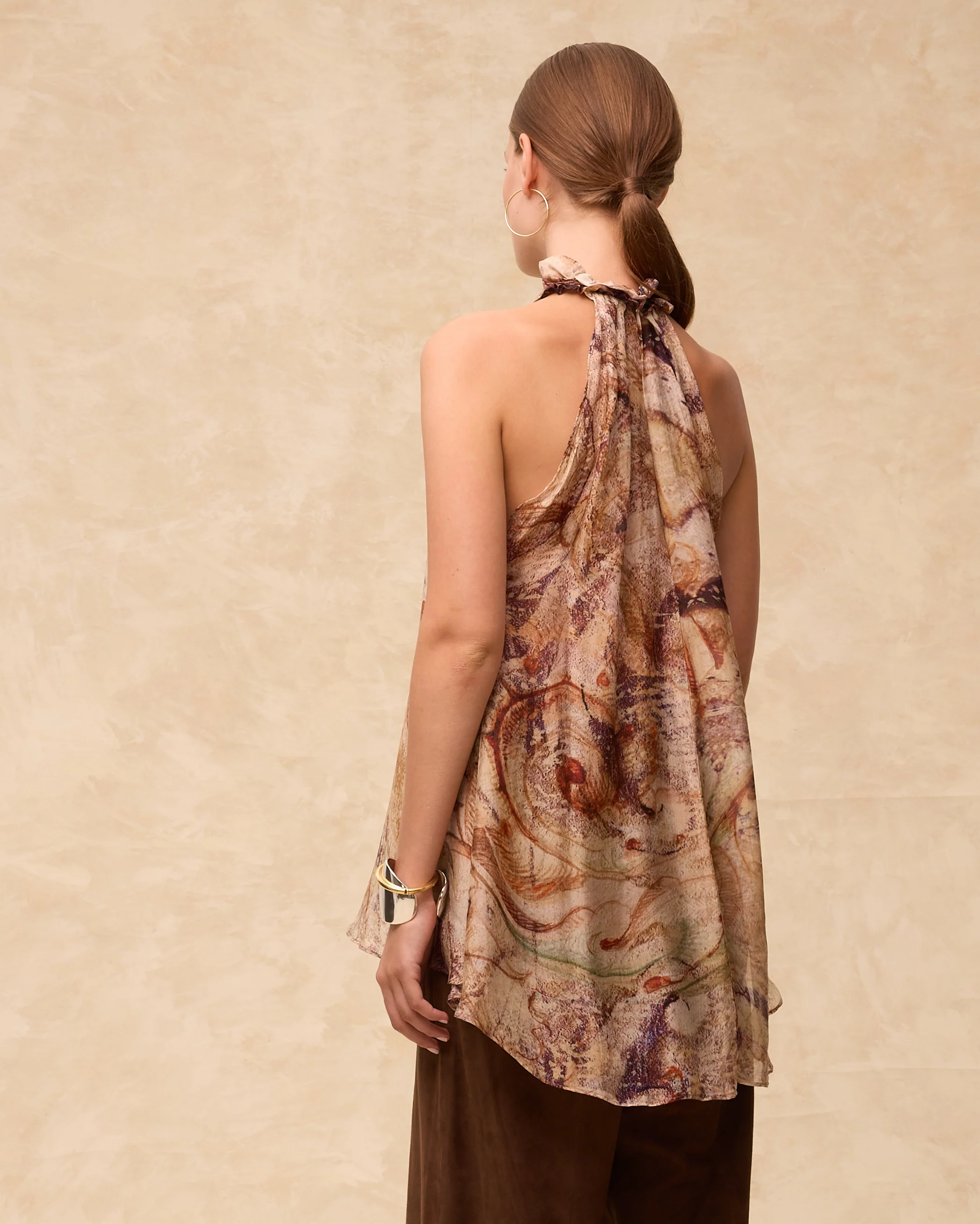 MARSIGLIA | Beige Multi Halter-Neck Printed Top - Image 5