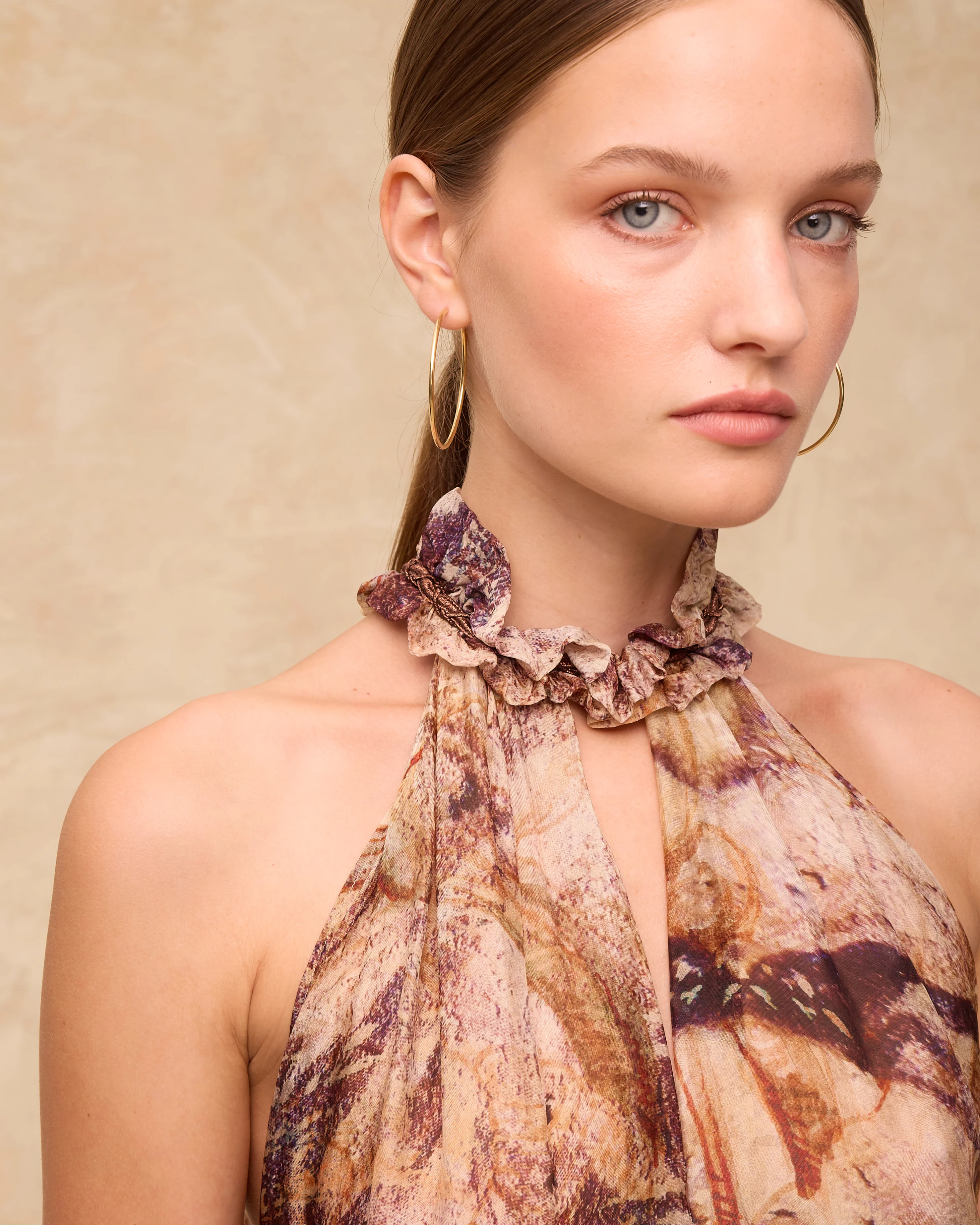 MARSIGLIA | Beige Multi Halter-Neck Printed Top - Image 6