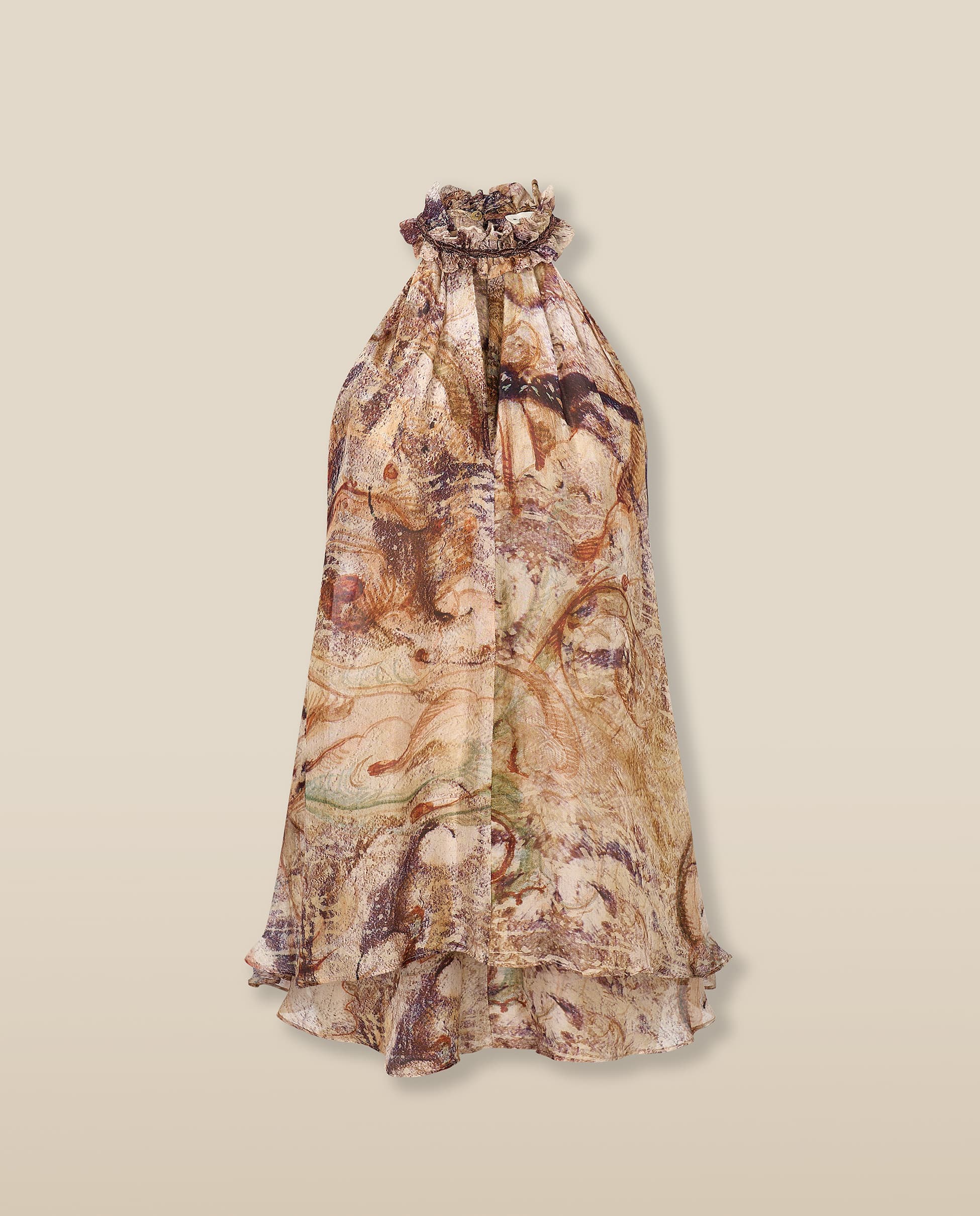 MARSIGLIA | Beige Multi Halter-Neck Printed Top - Image 7