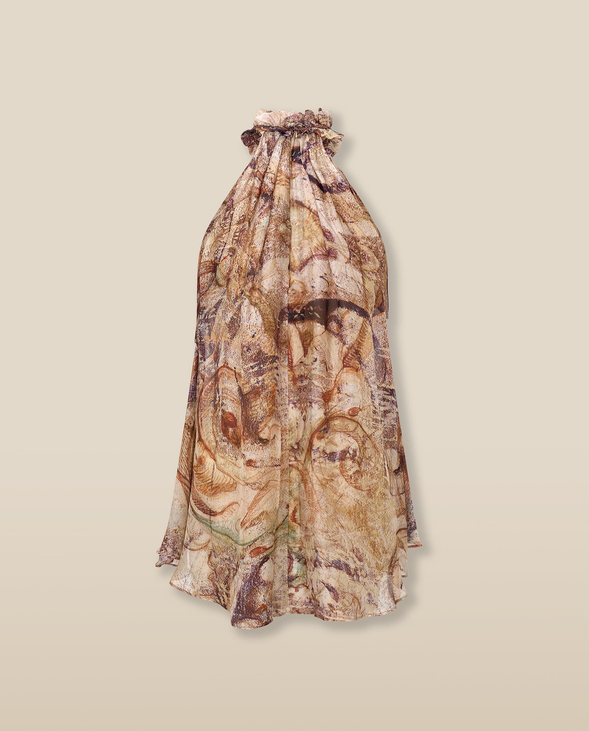 MARSIGLIA | Beige Multi Halter-Neck Printed Top - Image 8