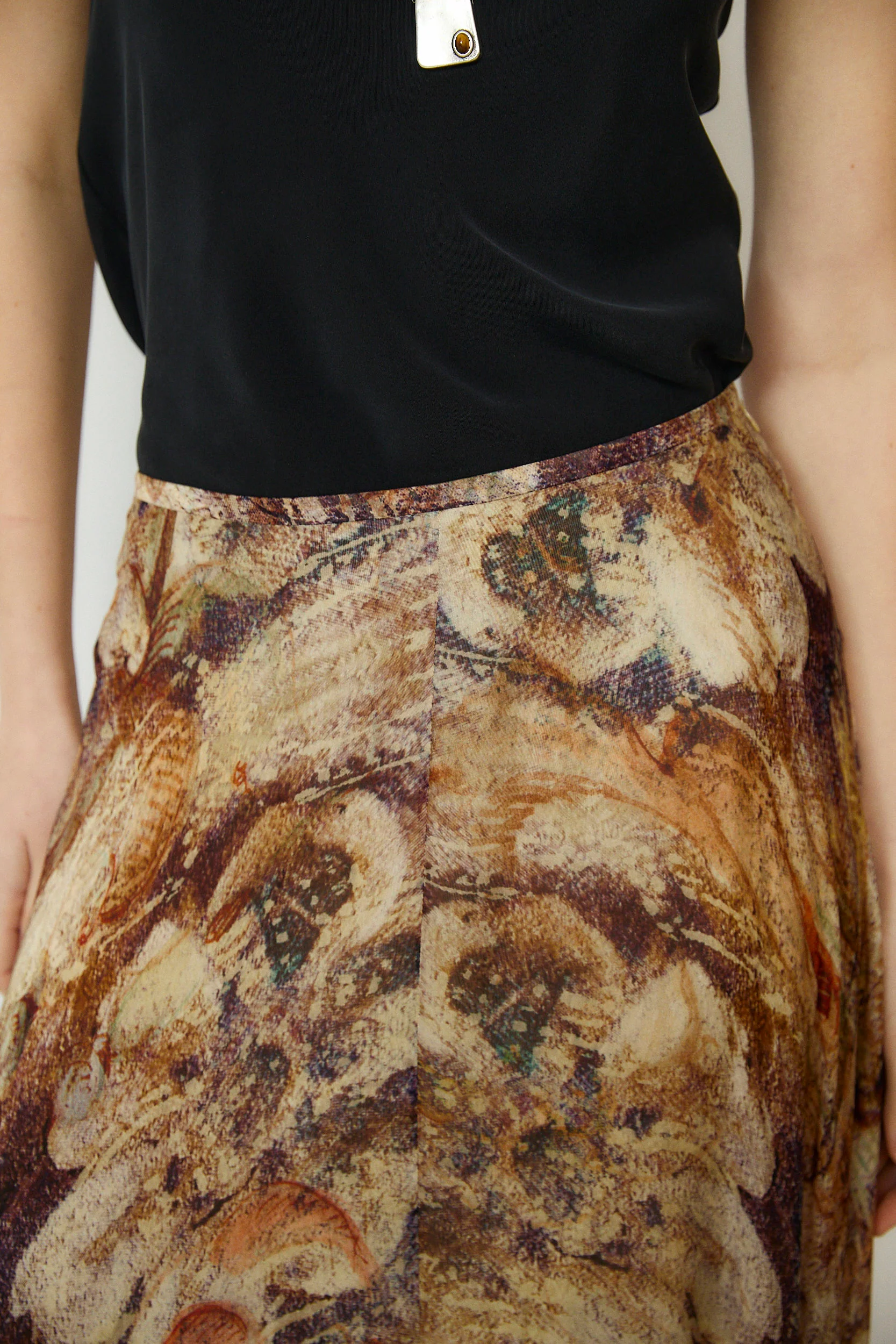 MARSIGLIA | Beige Multi Print Flared Skirt - Image 5