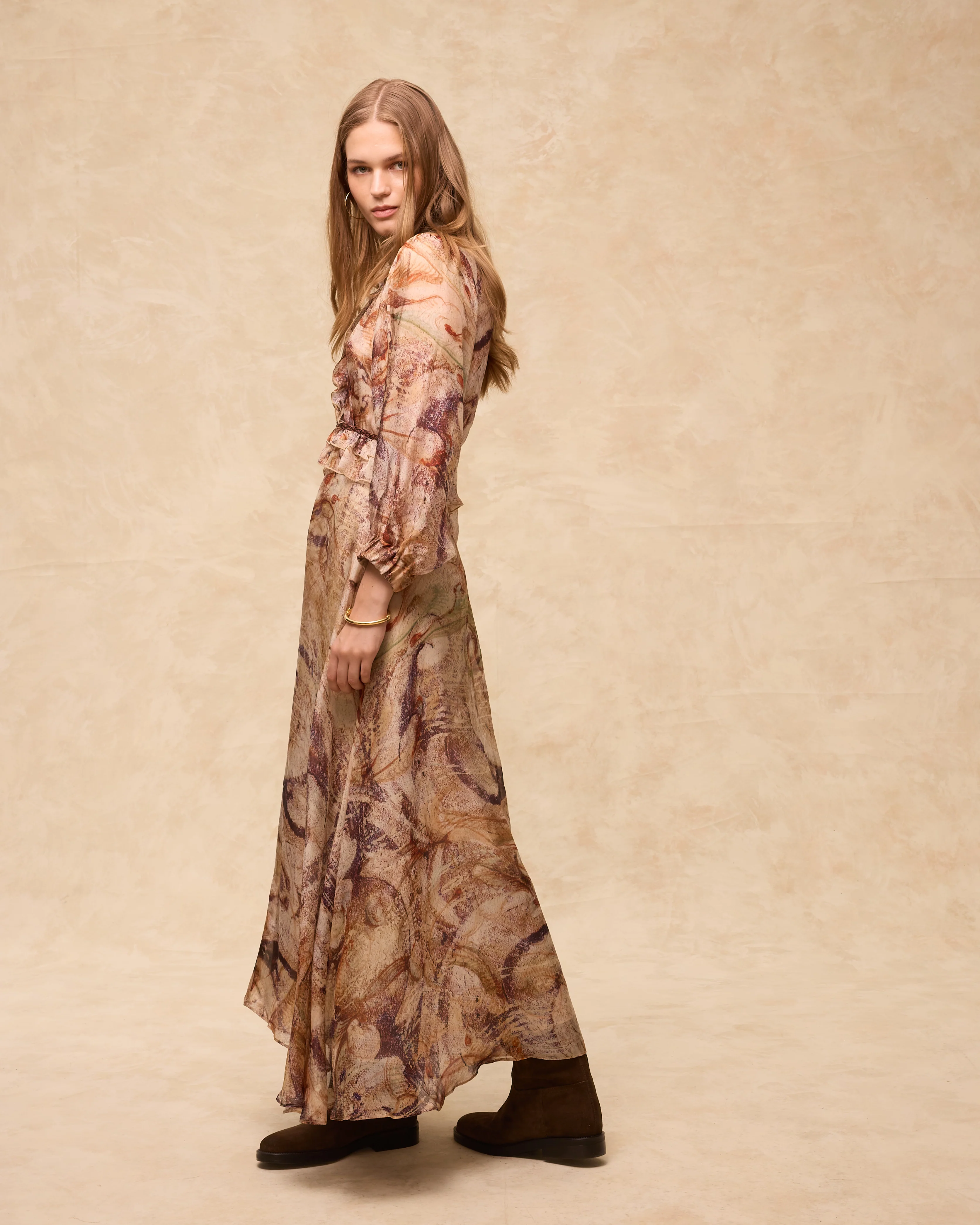 MARSIGLIA | Beige Multi Print Midi Dress - Image 2