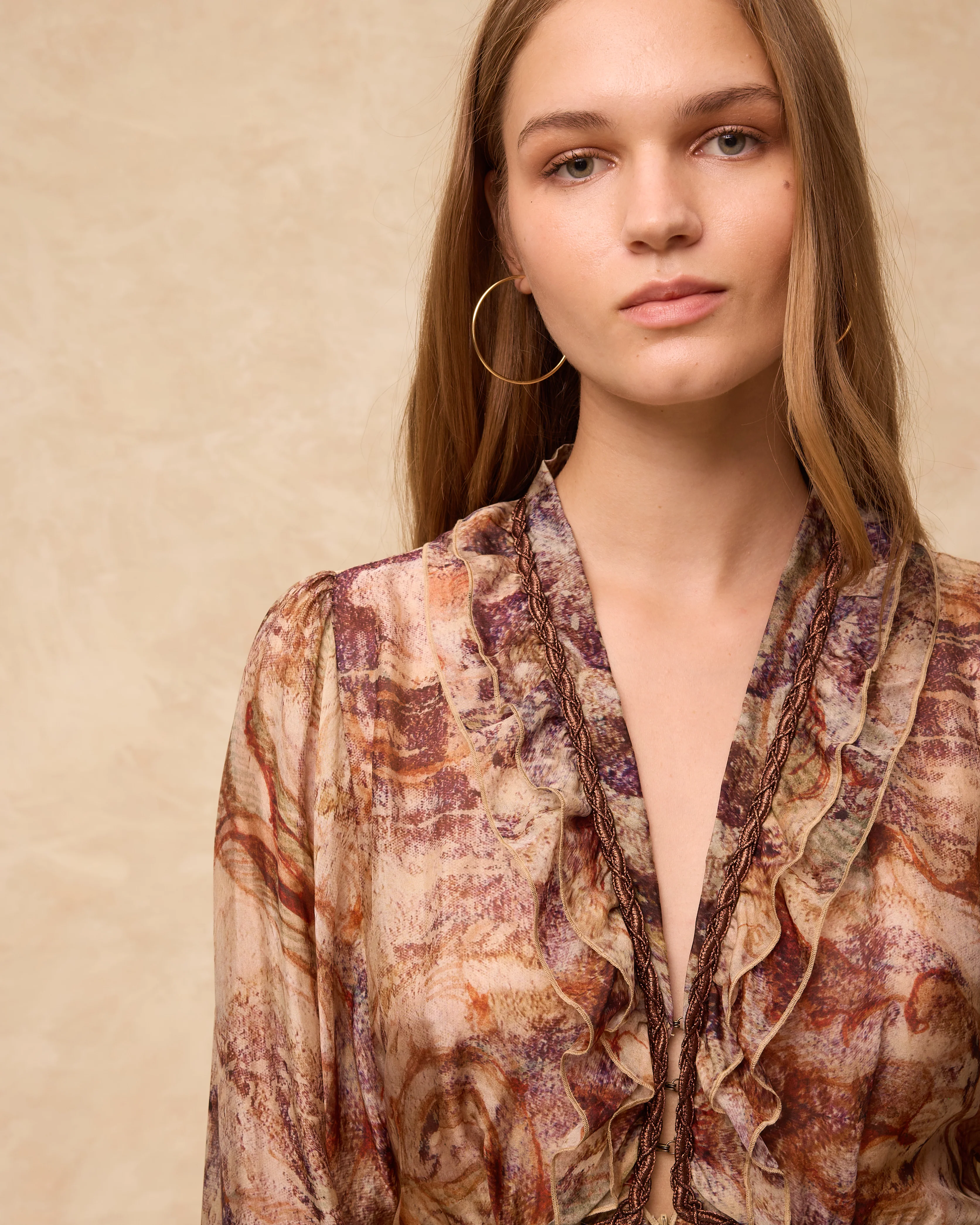 MARSIGLIA | Beige Multi Print Midi Dress - Image 4