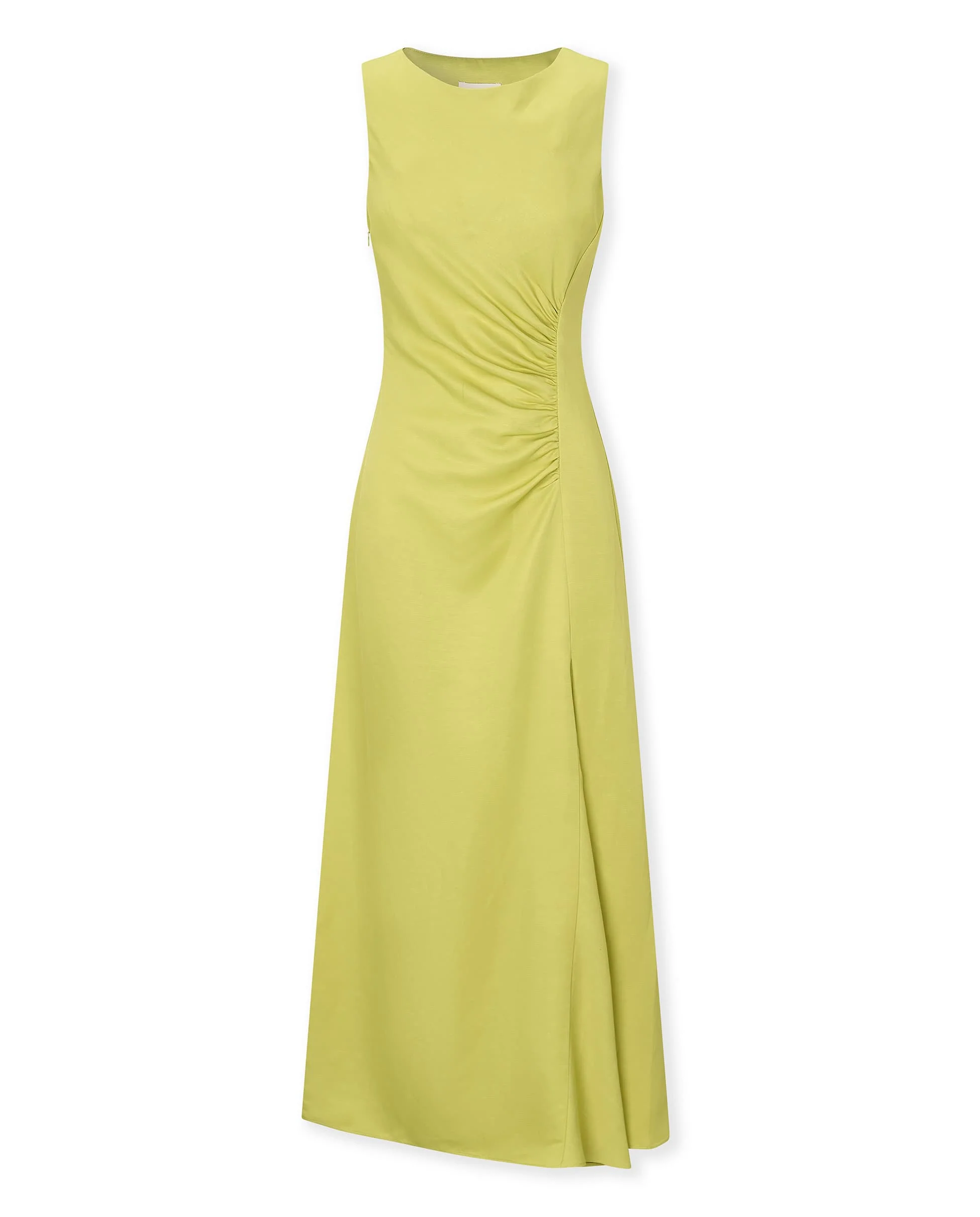 MASSIMA | Lime Viscose and Linen Long Dress - Image 6