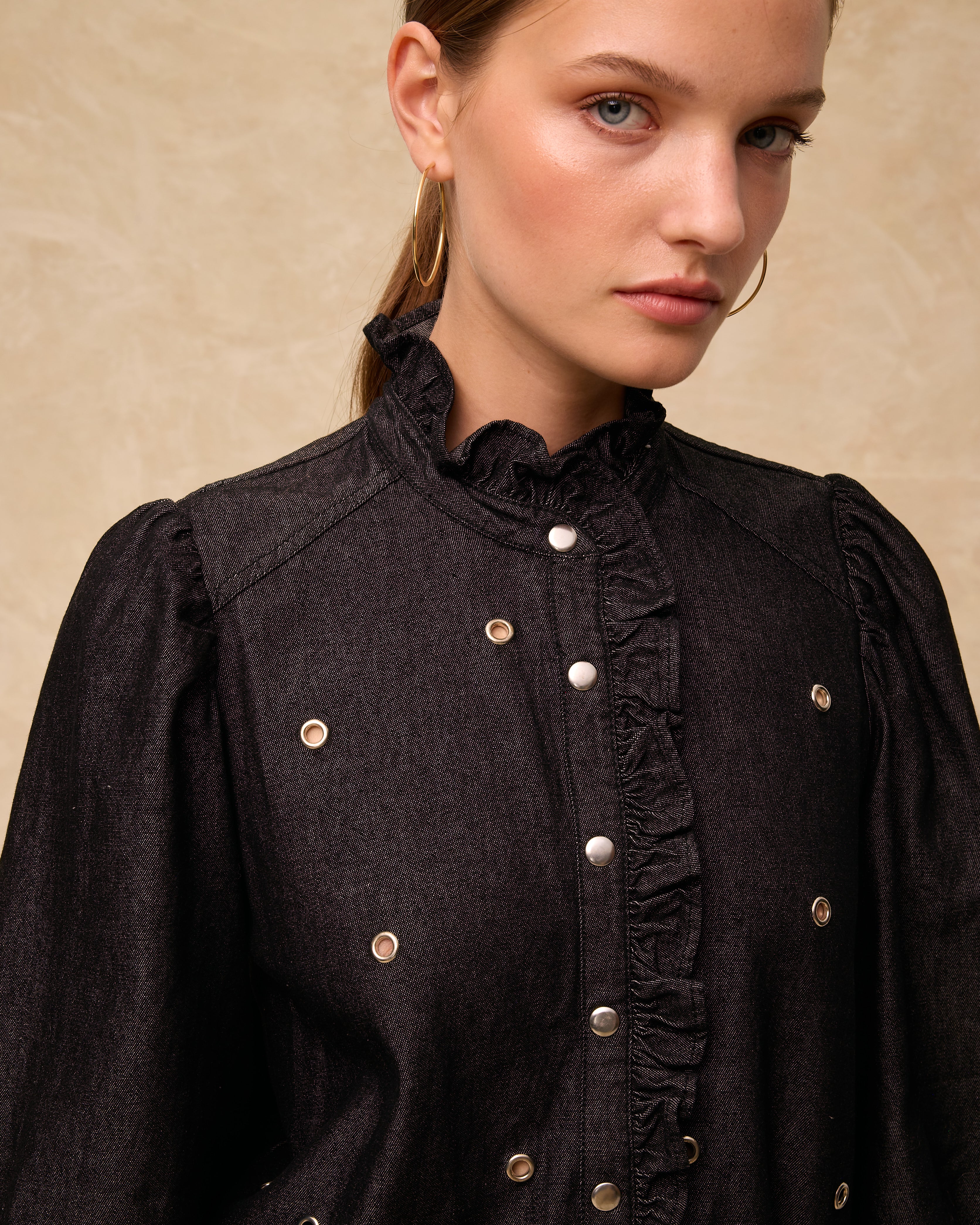 MIA | Black Cotton Eyelet Blouse - Image 3