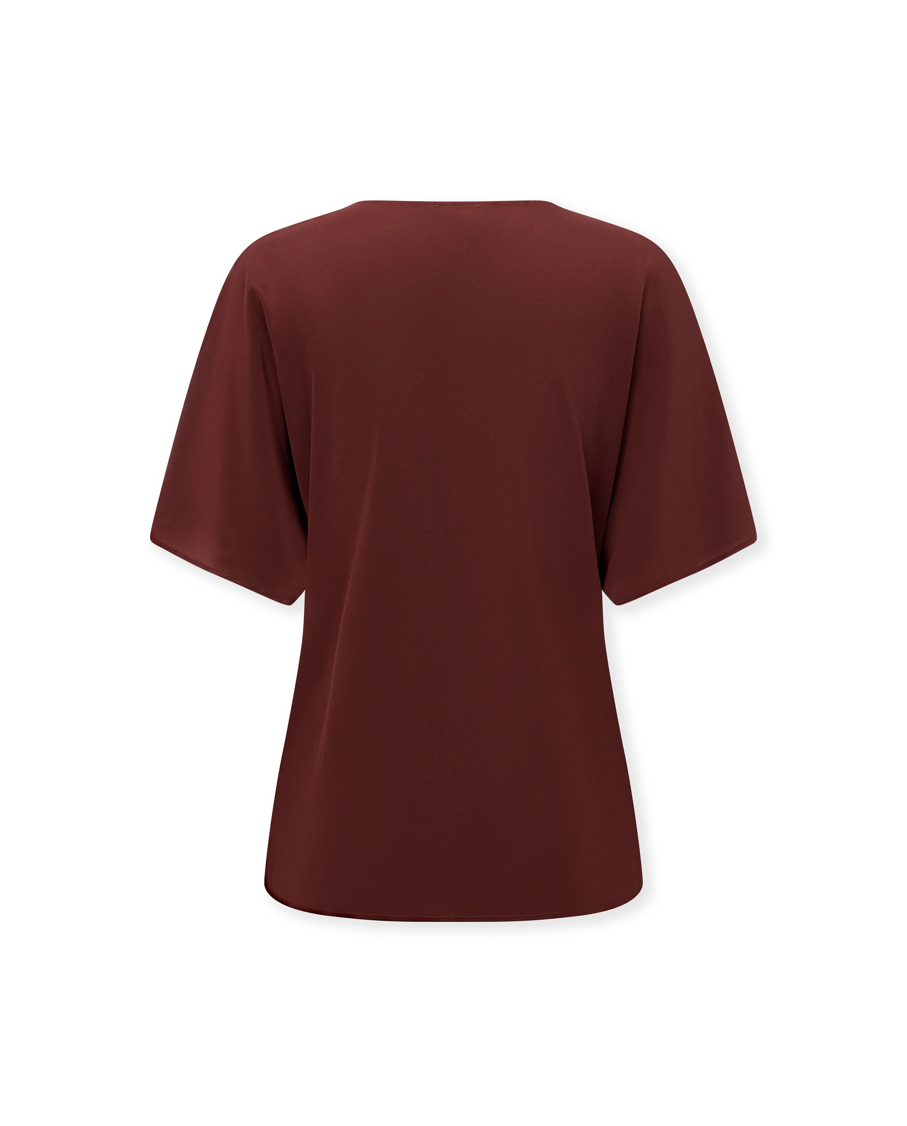 MICHAELA | Natural Silk Brown Draped Top - Image 5