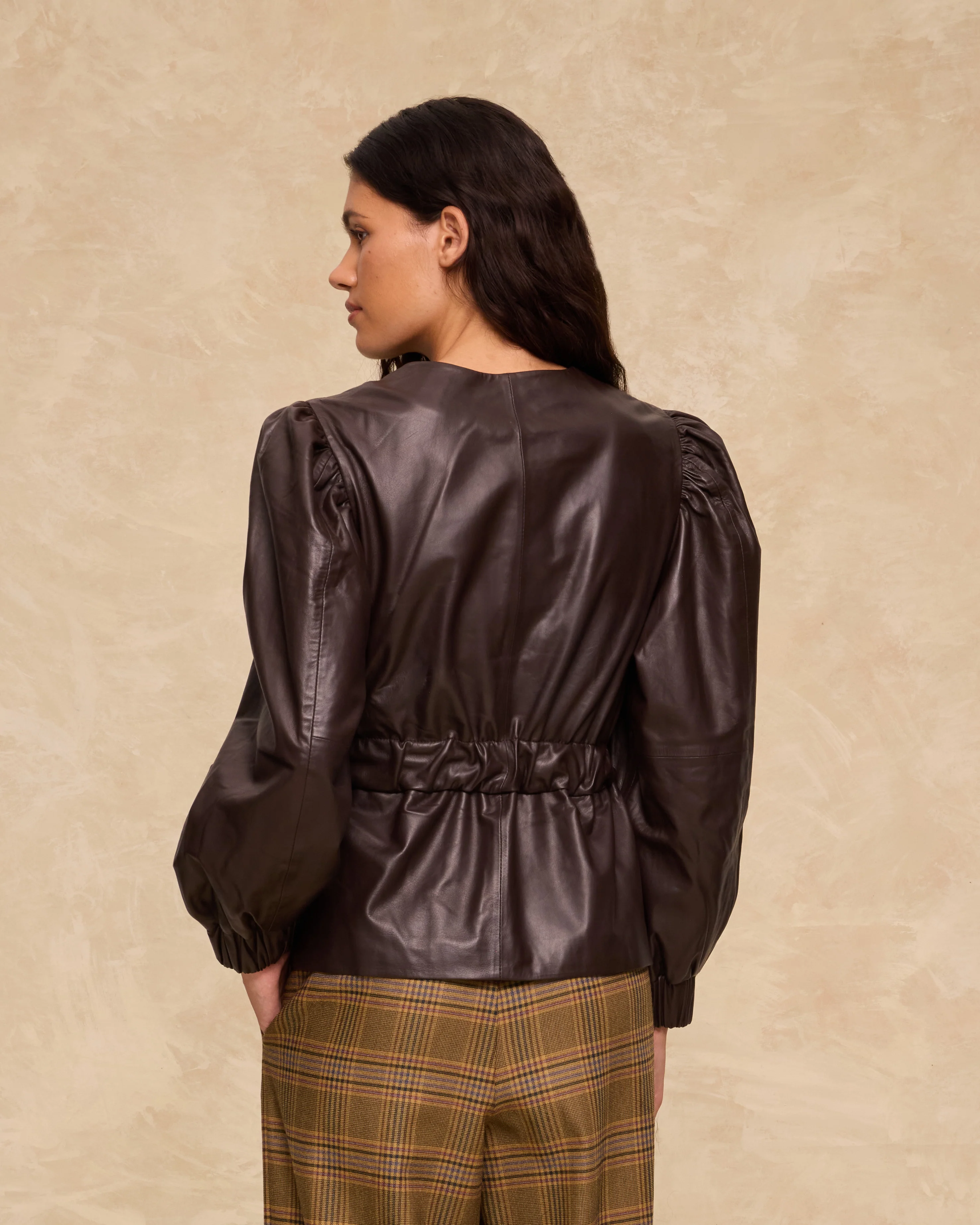 MILA | Dark Brown Lamb Leather Jacket - Image 4