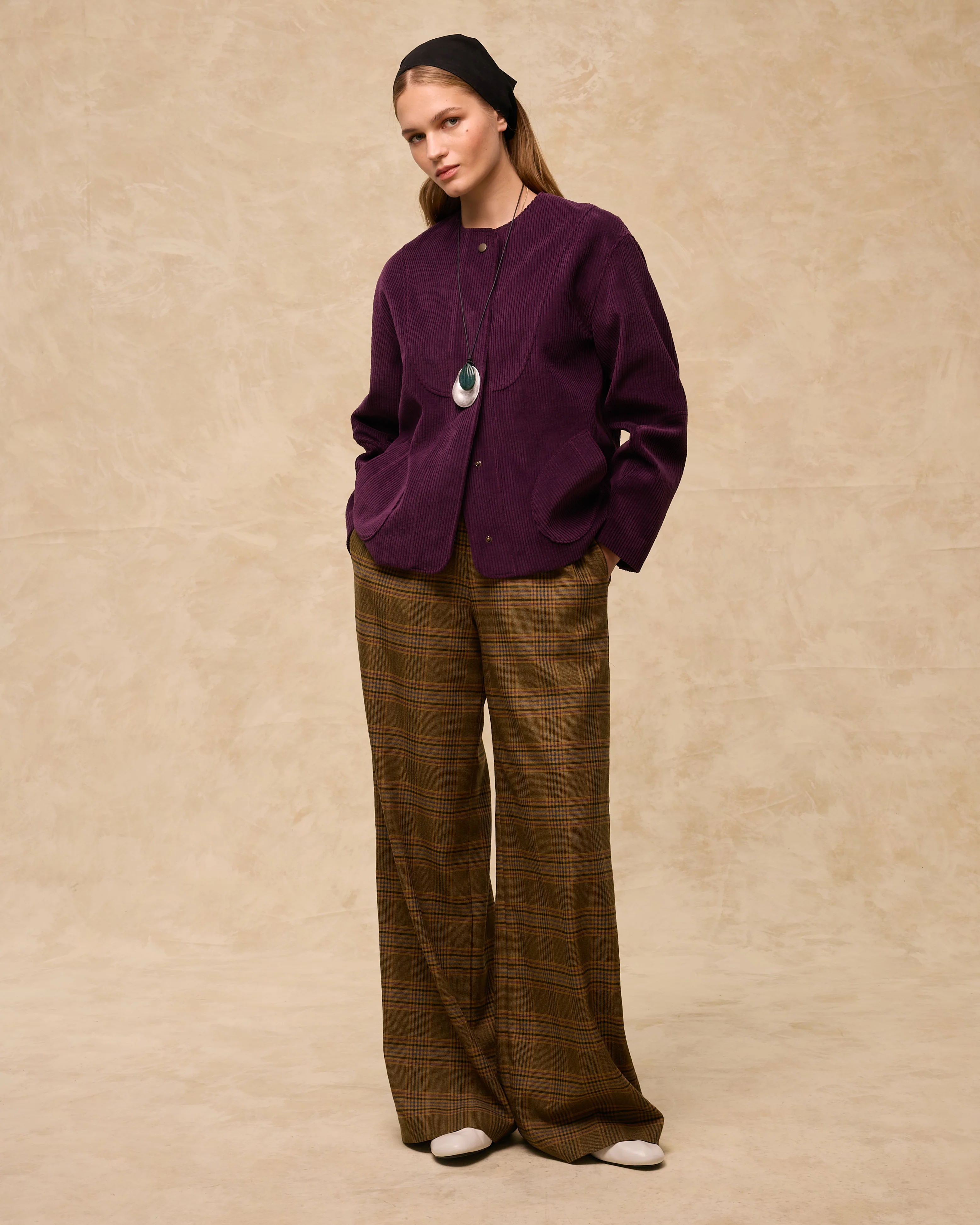 MILENKA | Aubergine Cotton Corduroy Jacket - Image 2