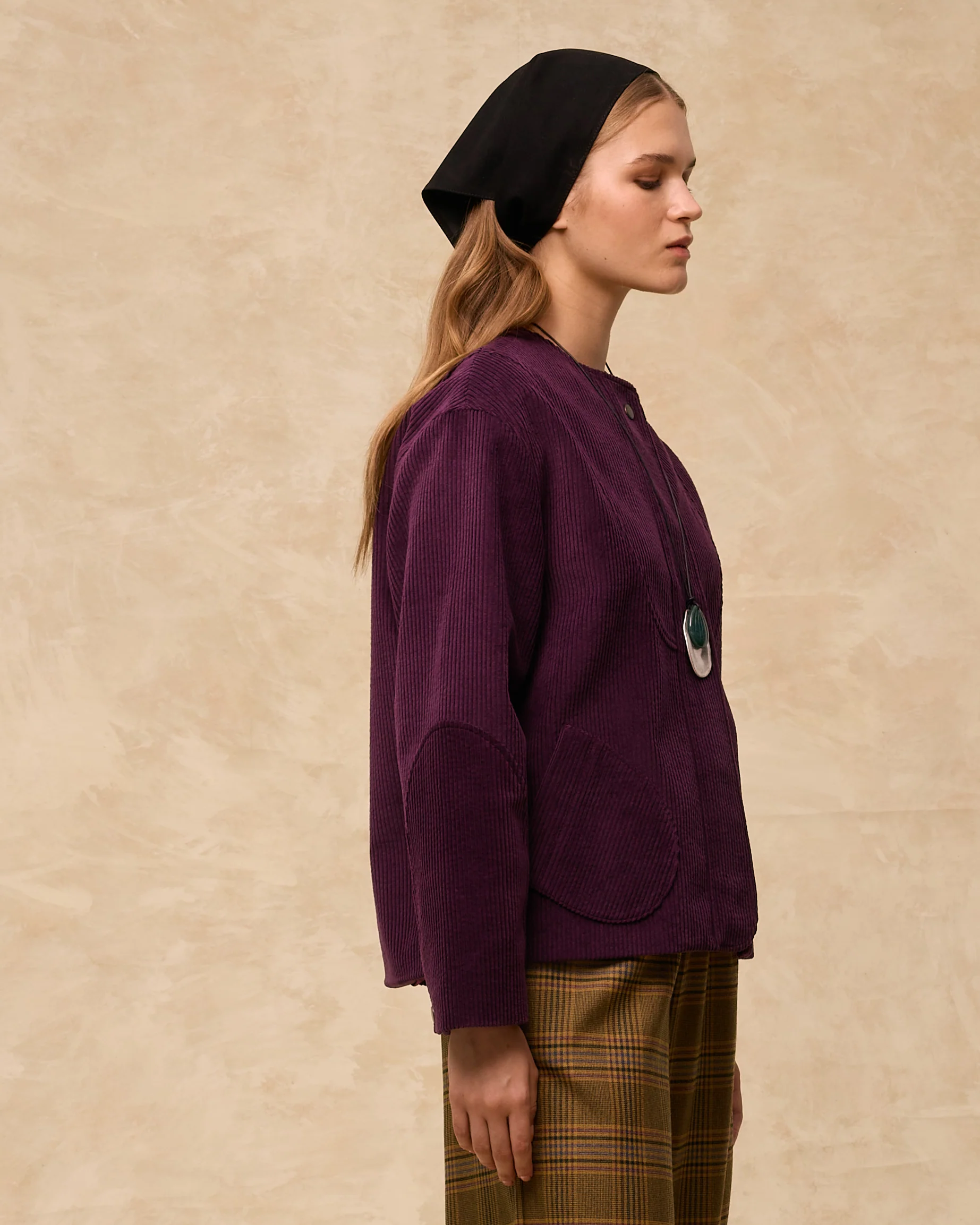 MILENKA | Aubergine Cotton Corduroy Jacket - Image 4