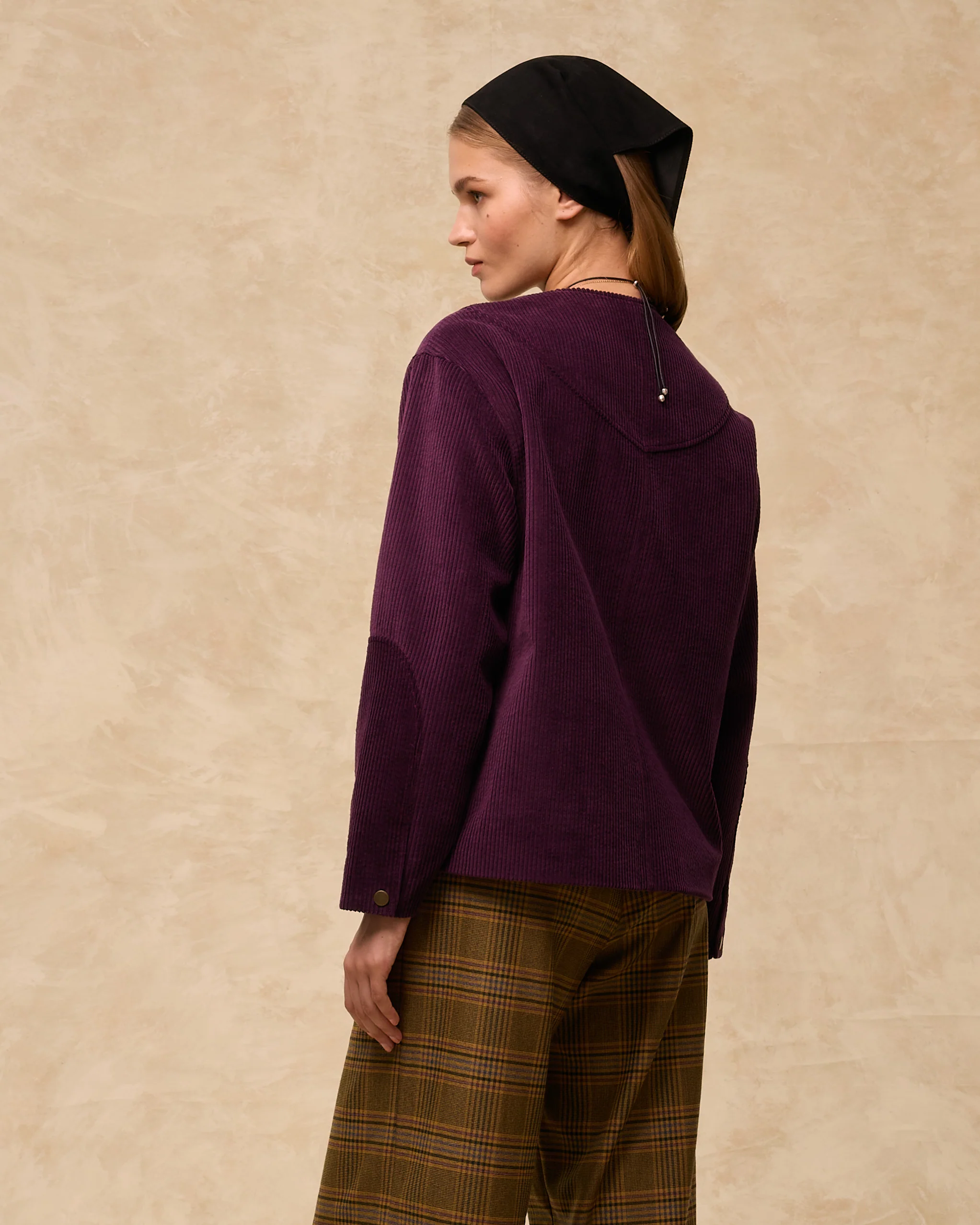 MILENKA | Aubergine Cotton Corduroy Jacket - Image 5
