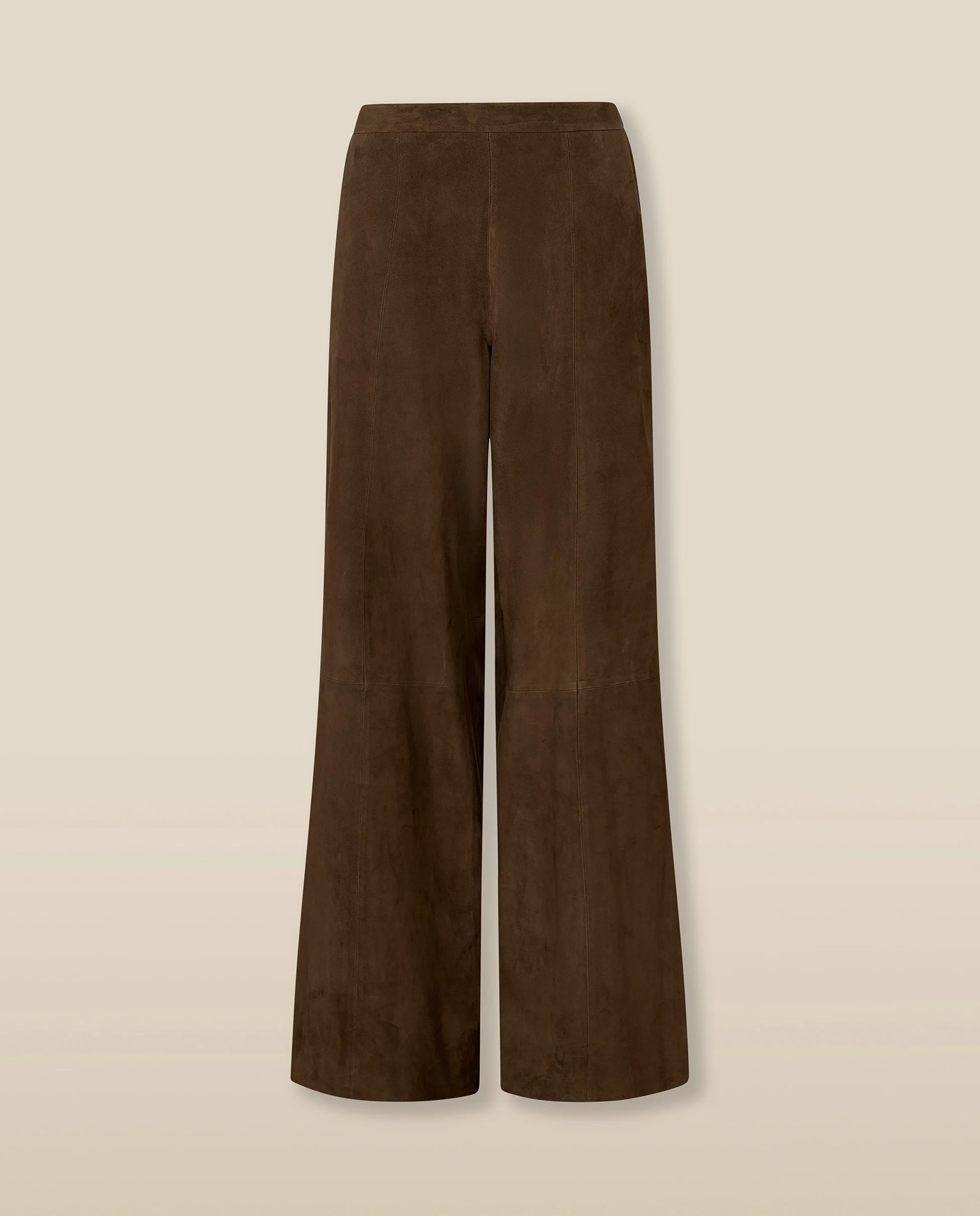 MOCHA | Dark Brown Suede Wide-Leg Trousers - Image 6