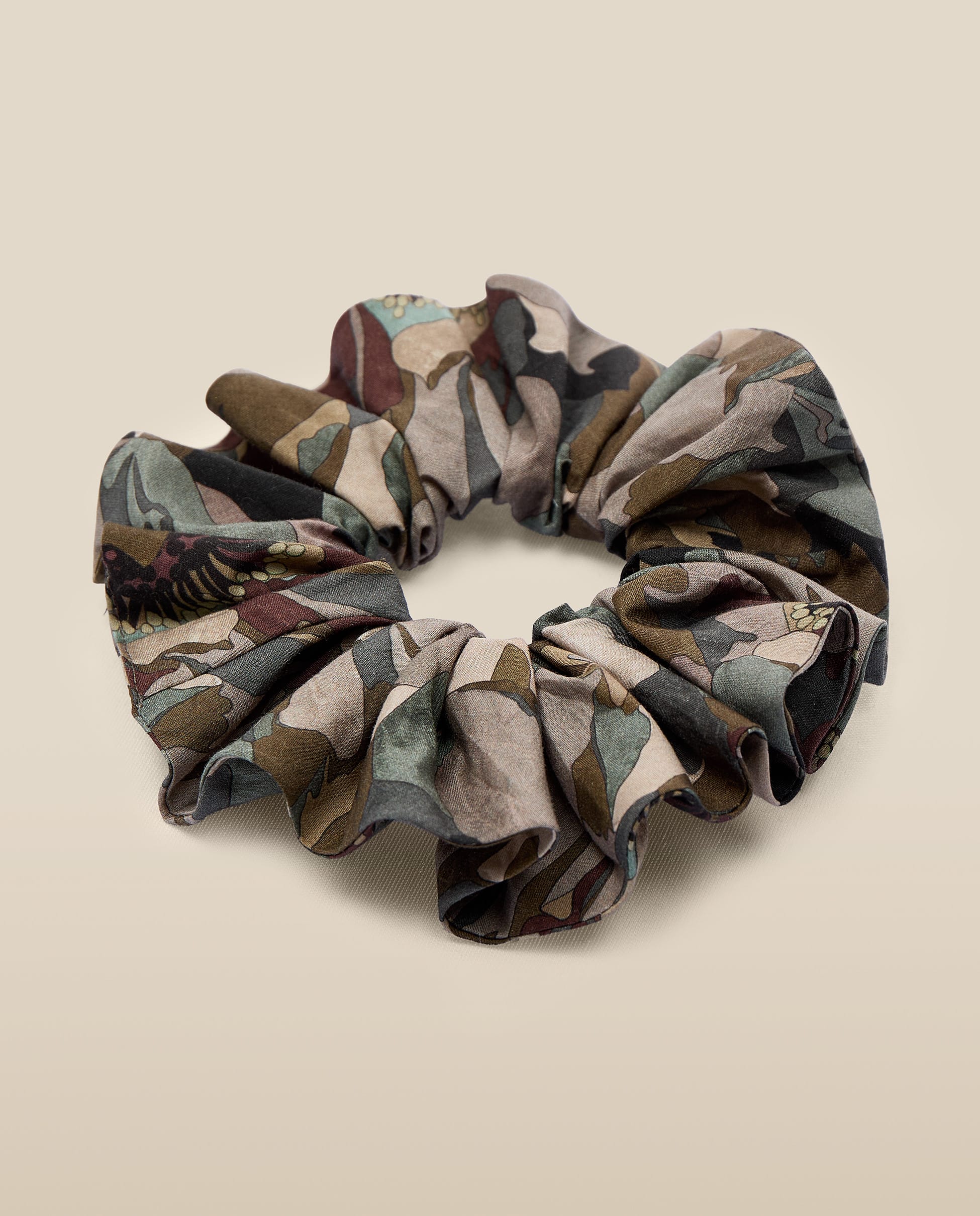 Natural-Toned Floral Scrunchie - Image 2