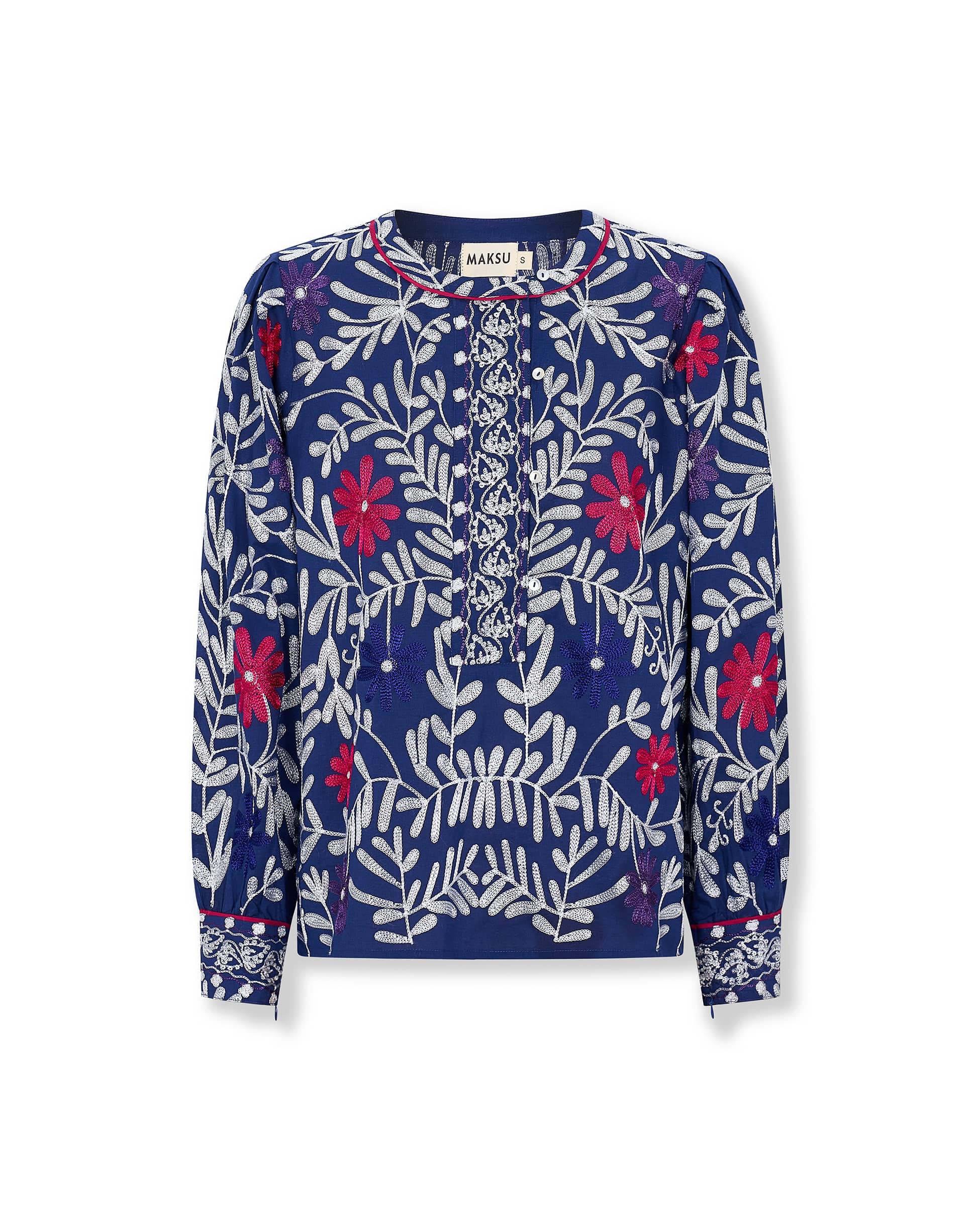 NOCTURN | Indigo Embroidered Cotton Blouse - Image 6