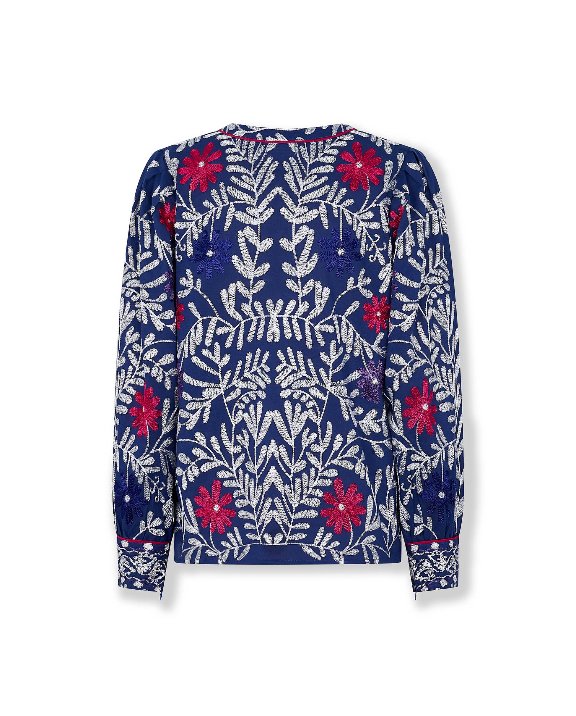 NOCTURN | Indigo Embroidered Cotton Blouse - Image 7