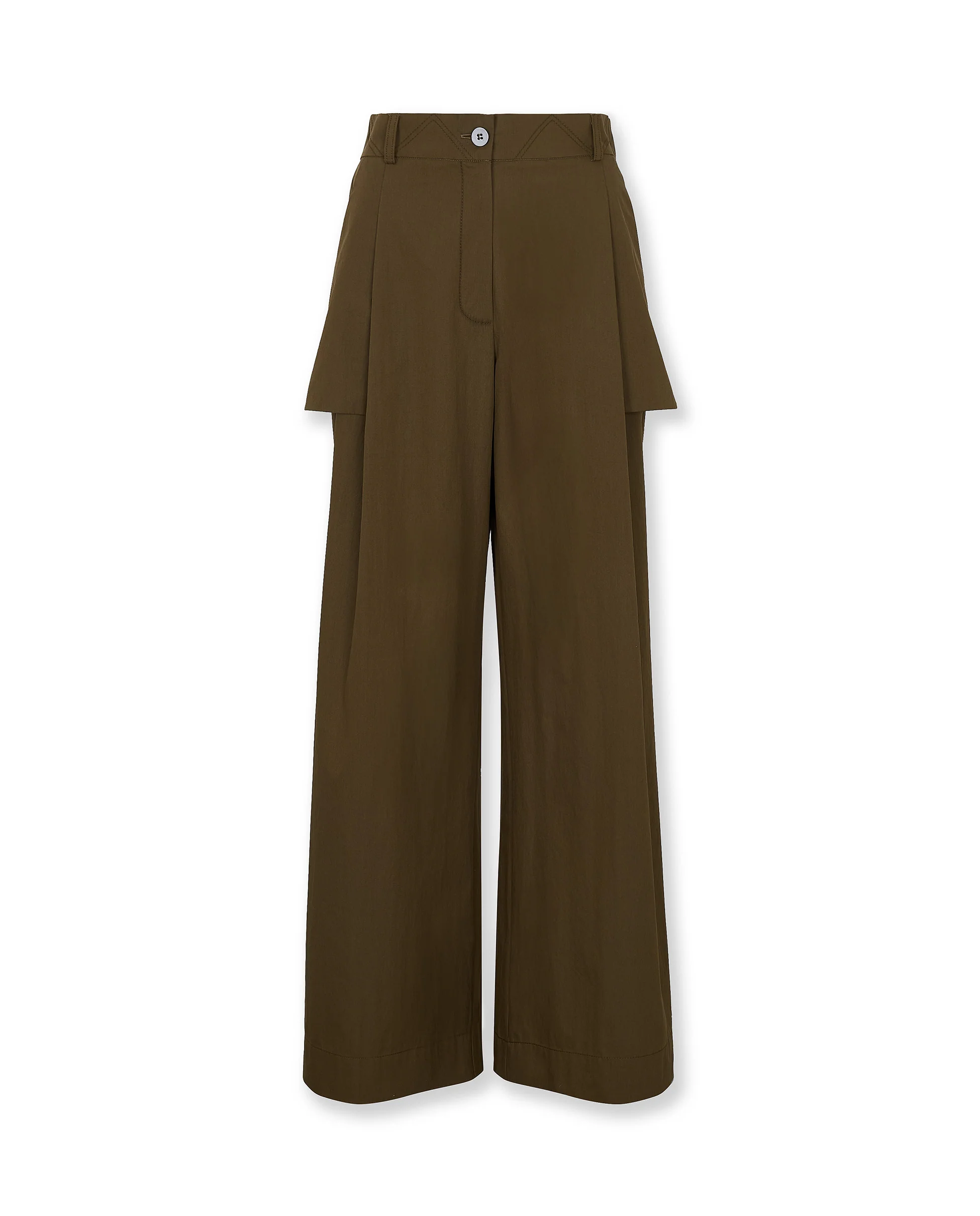 ODETTE | Brown Cotton Wide Leg Trousers - Image 6