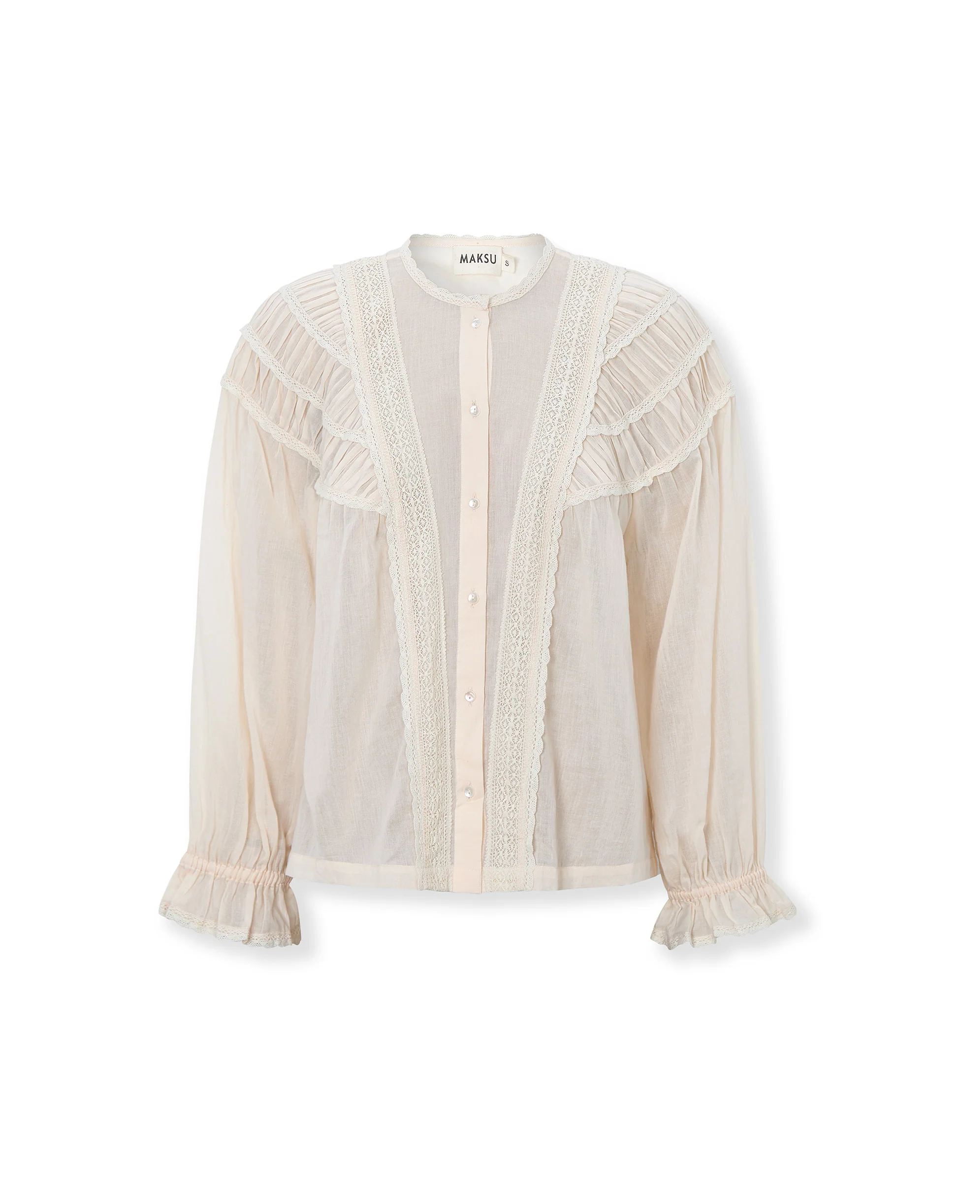 ORGANDELA | Ivory Pleated Cotton Blouse - Image 5