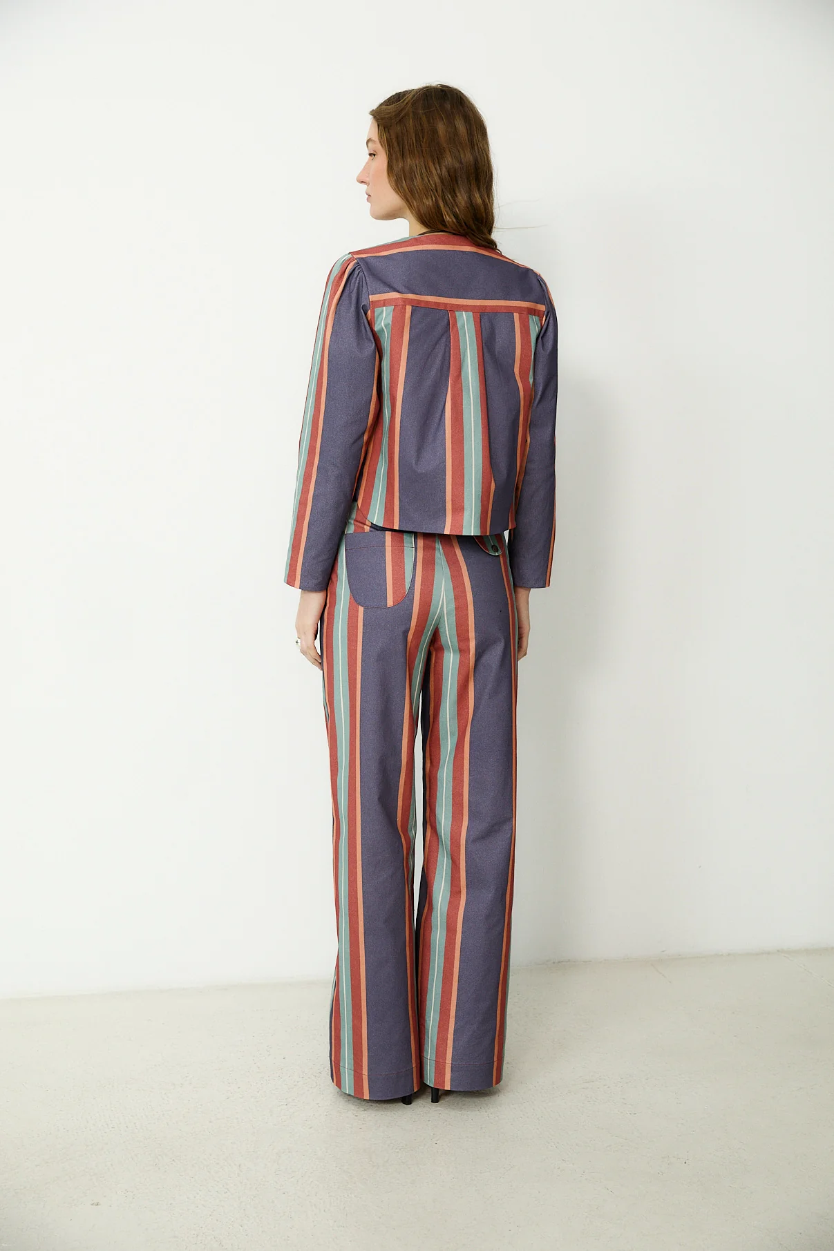 PALMI | Blue Striped Italian Cotton Jacket - Image 6