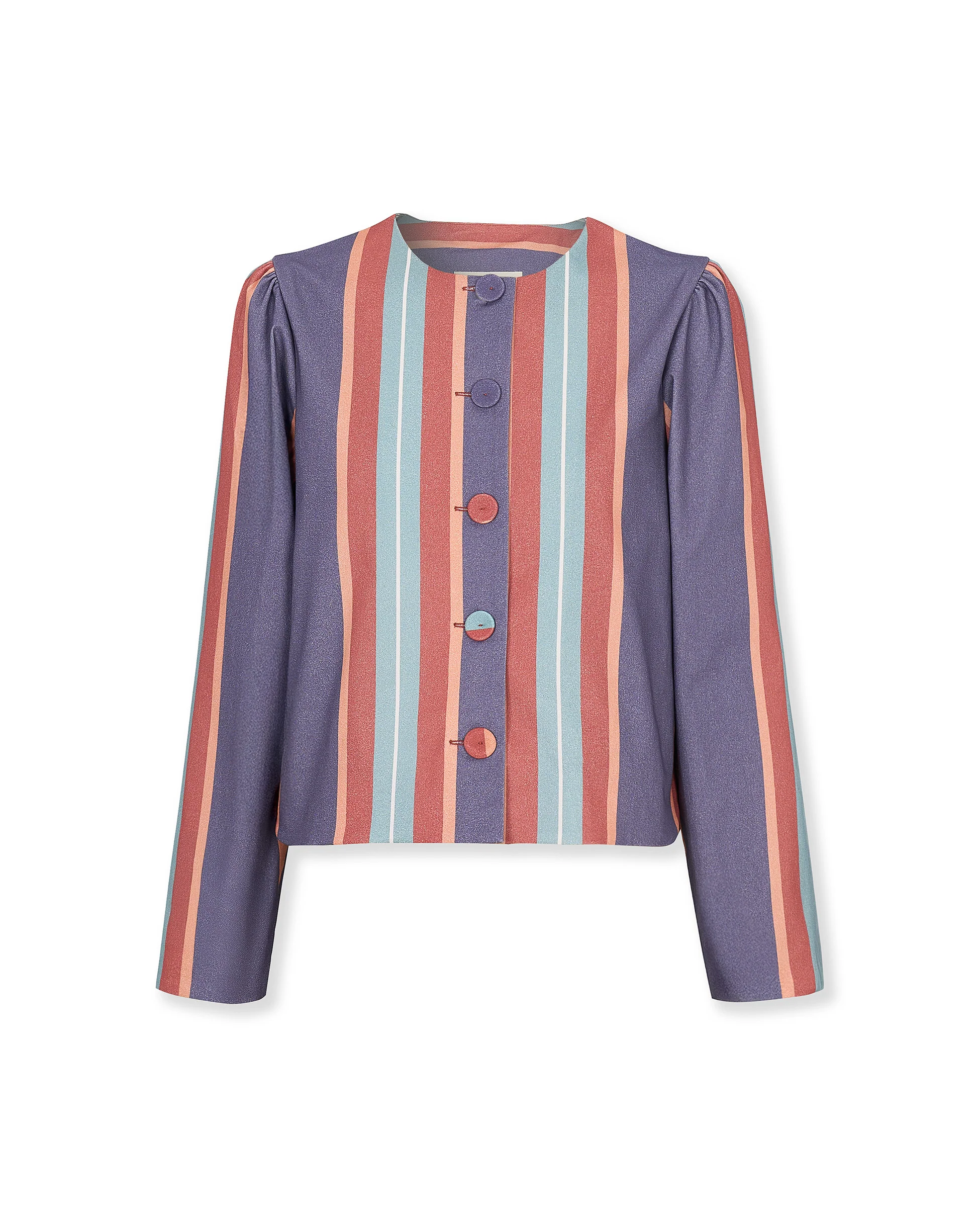 PALMI | Blue Striped Italian Cotton Jacket - Image 7