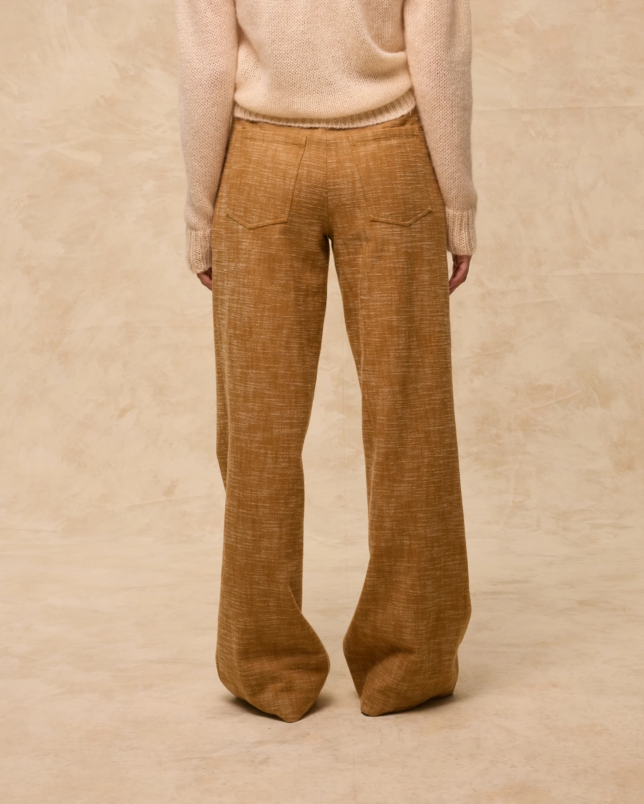 PALOS | Textured Golden Brown Cotton Trousers - Image 4