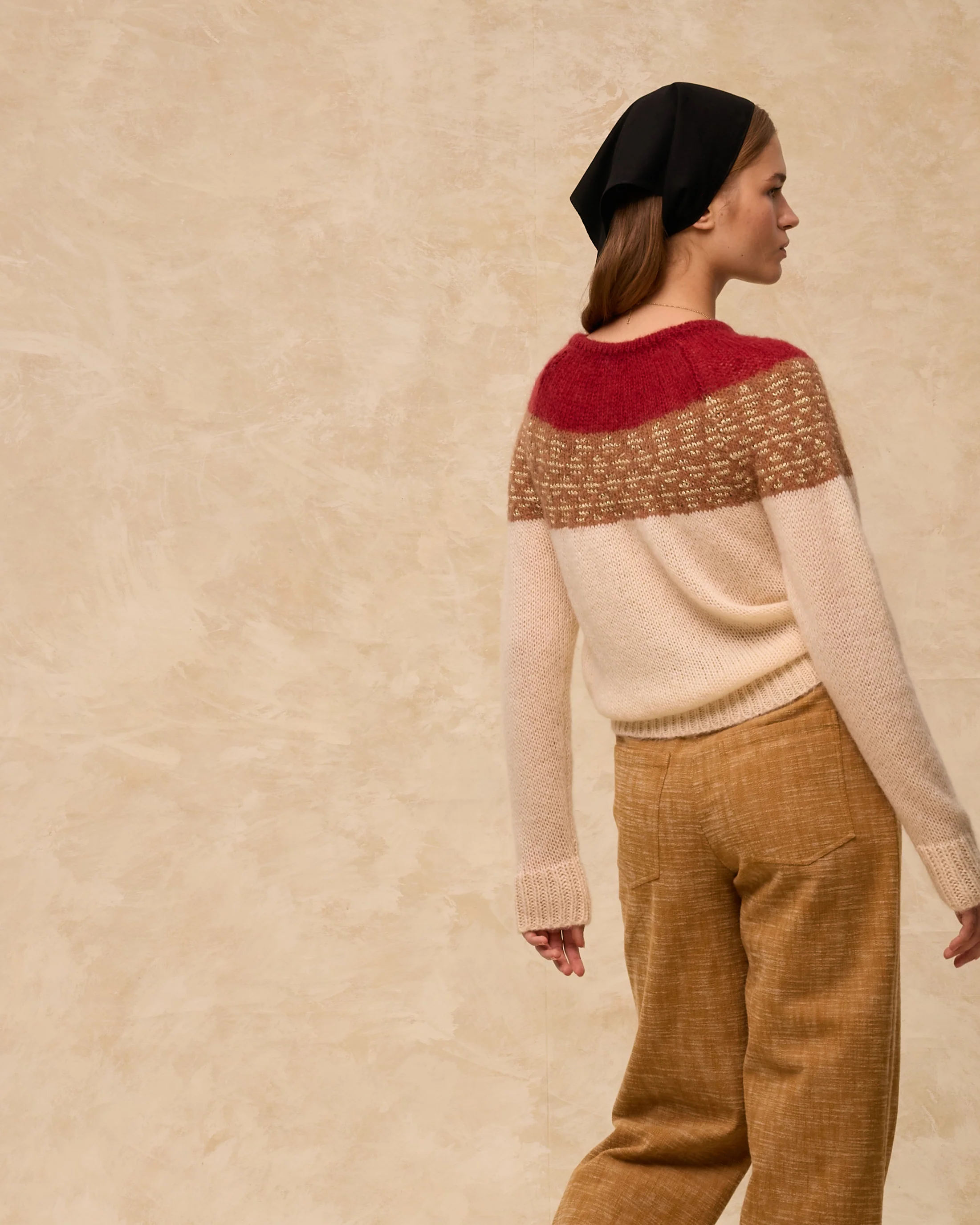 PALOS | Textured Golden Brown Cotton Trousers - Image 5