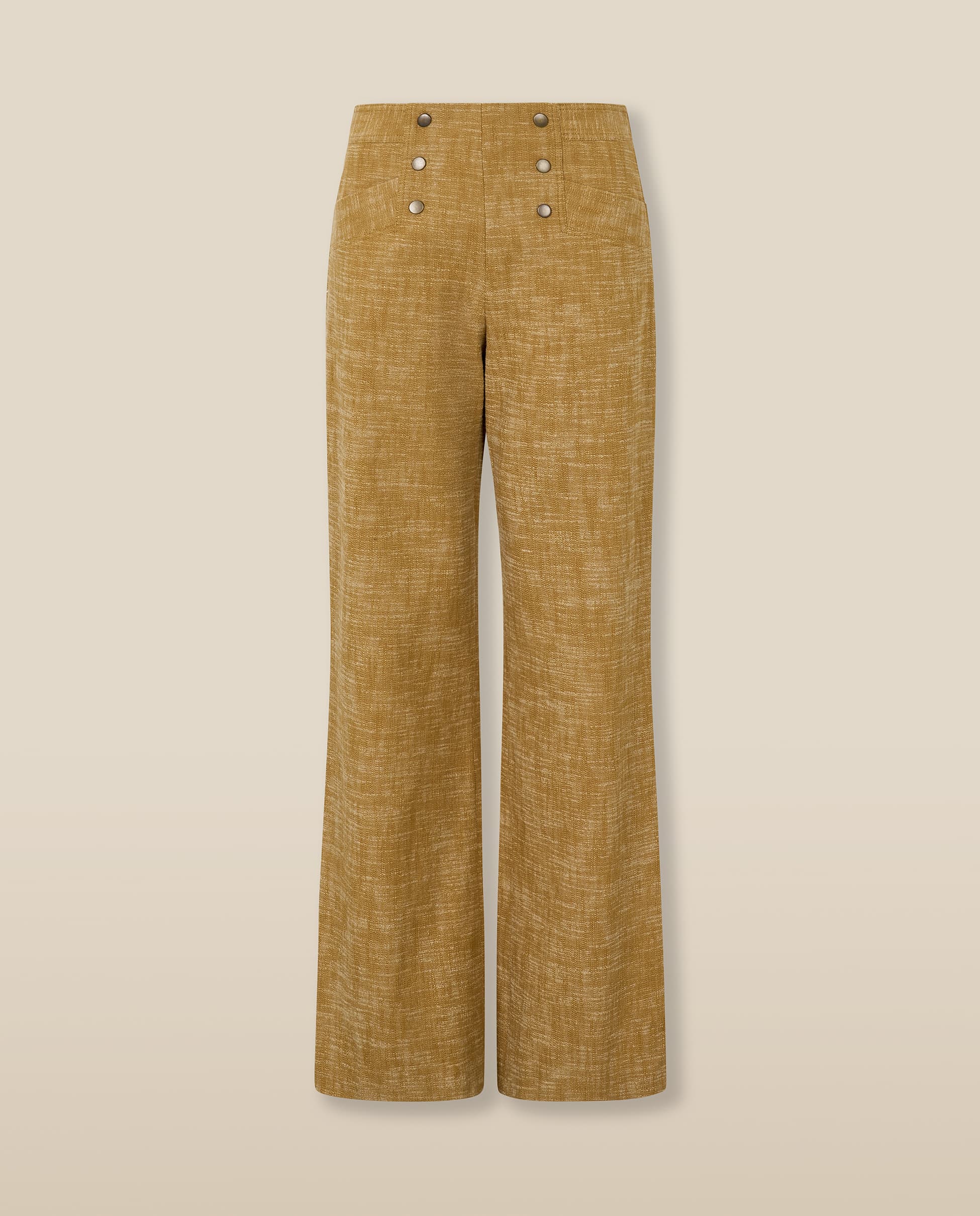PALOS | Textured Golden Brown Cotton Trousers - Image 6