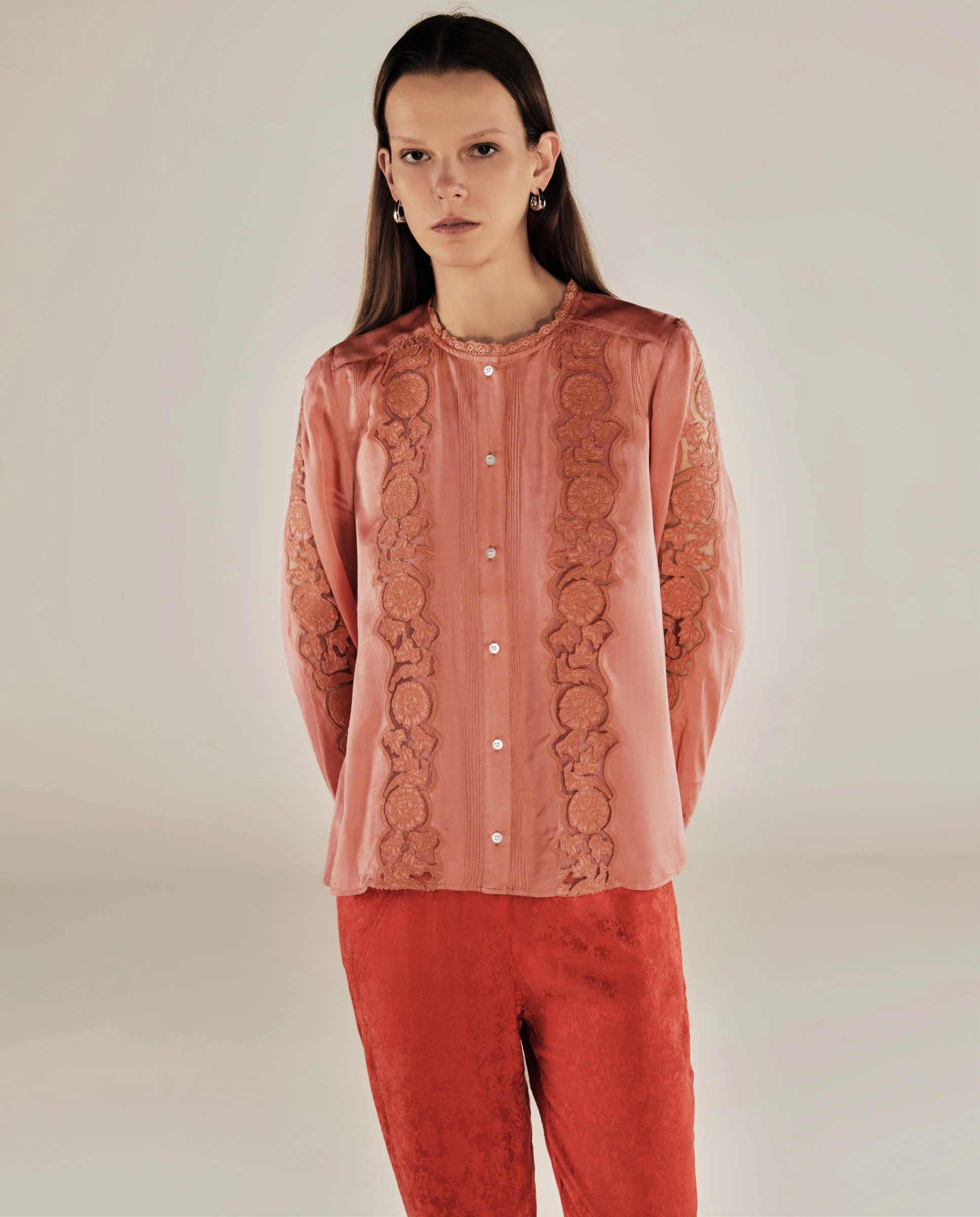 PAMPITA | Peach Pink Embroidered Blouse - Image 2