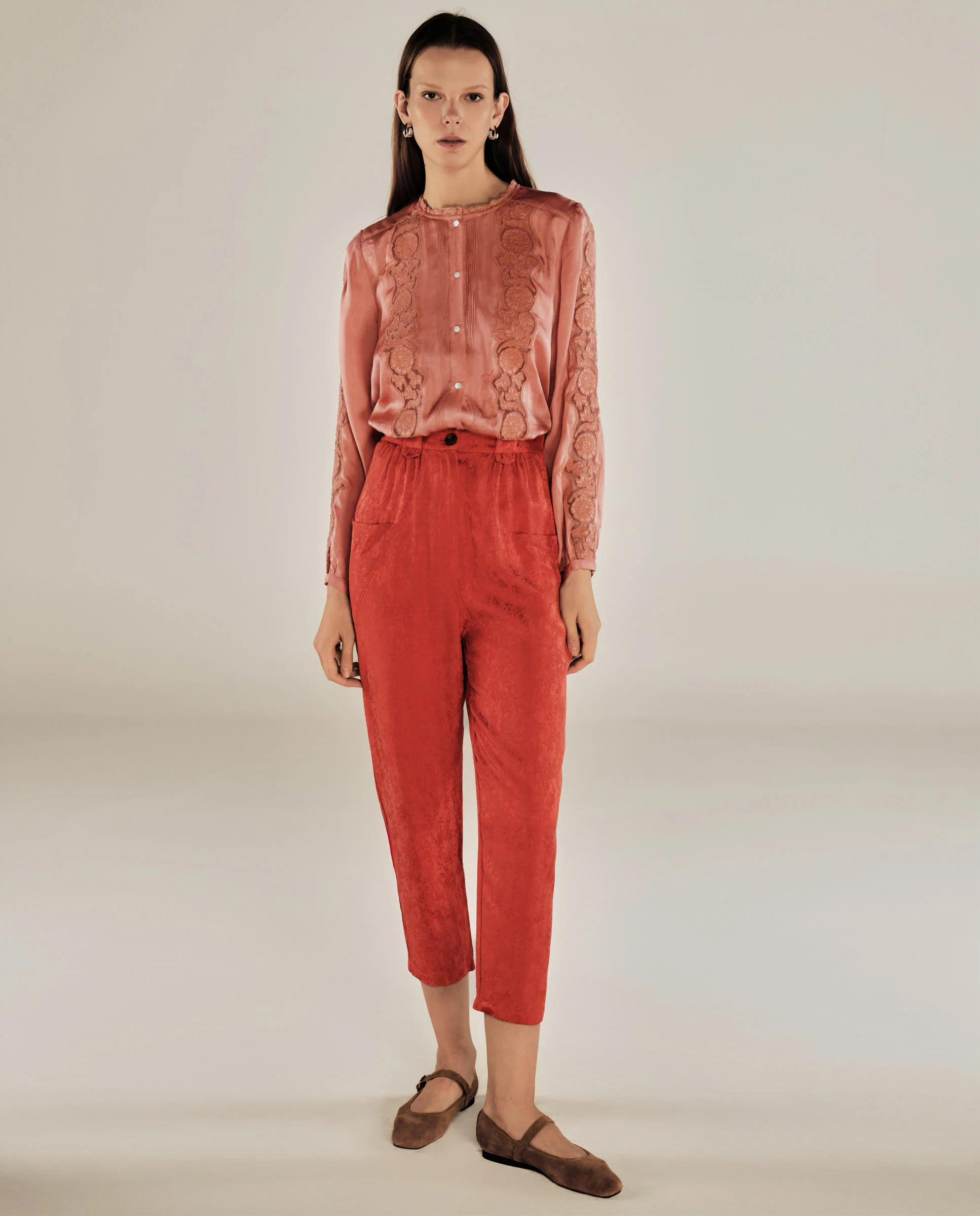 PAMPITA | Peach Pink Embroidered Blouse - Image 3