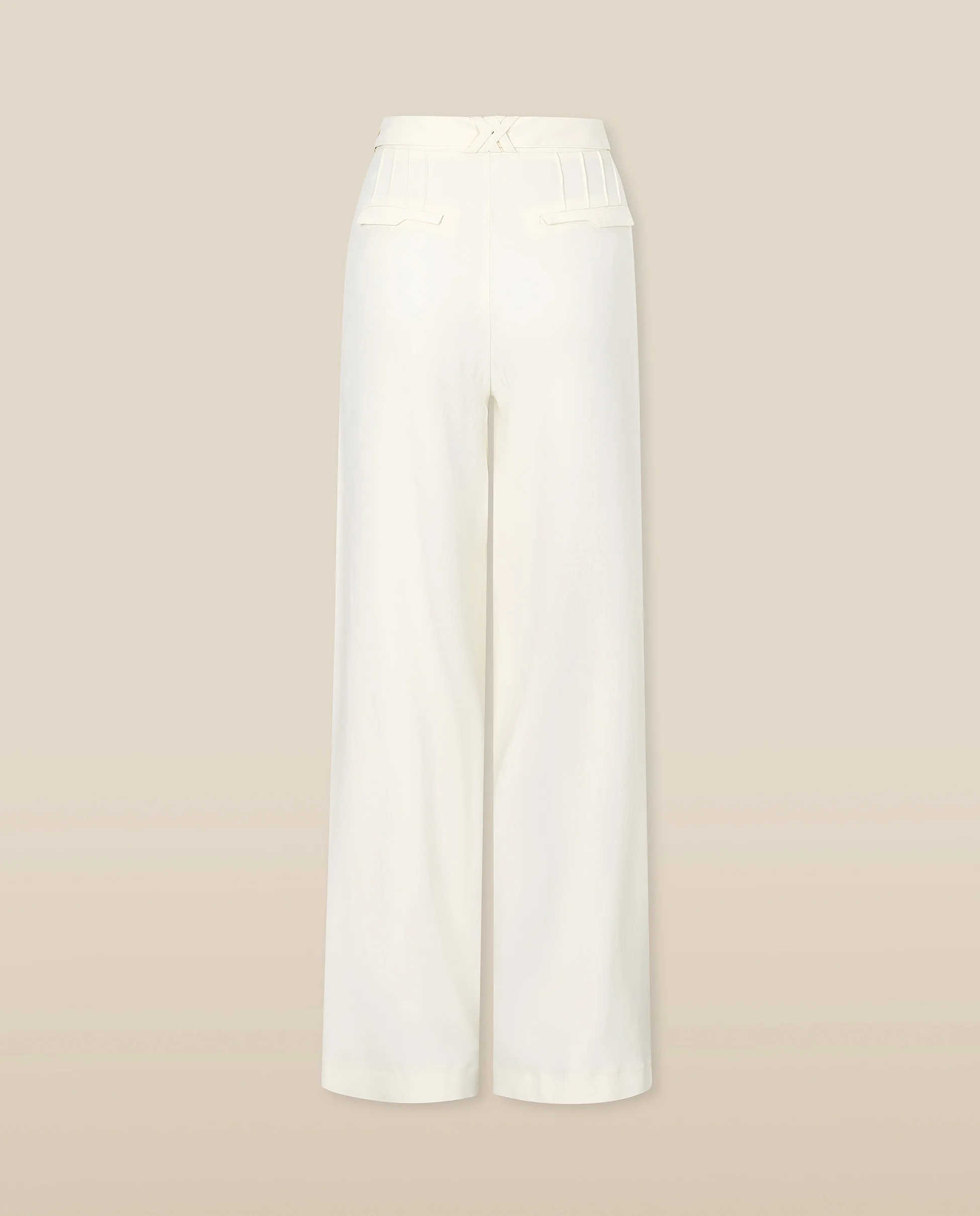 PARUL | Cream Pleat Wide Leg Trousers - Image 6