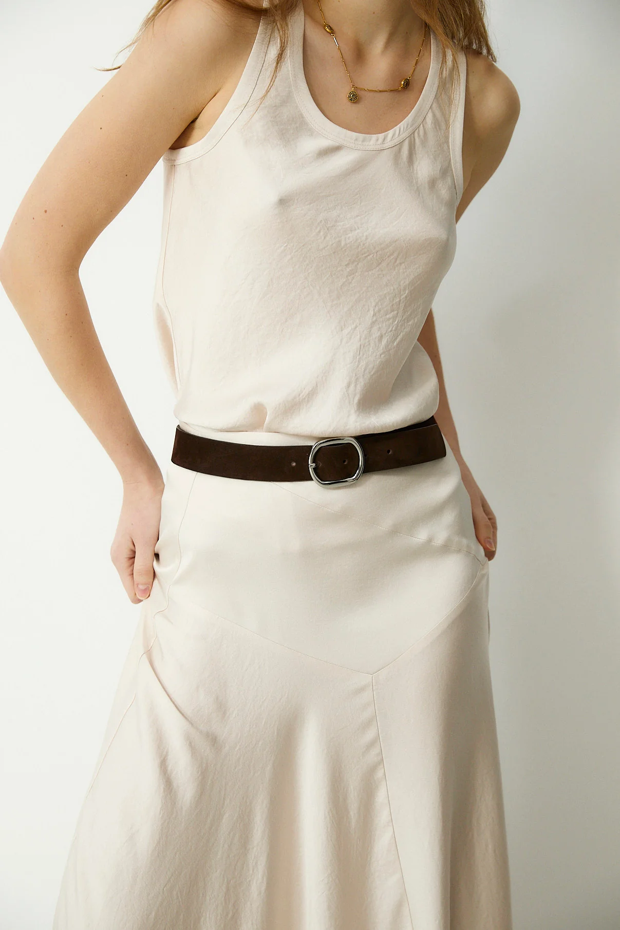 PLISSÉ | Ecru Fluid Maxi Skirt - Image 3