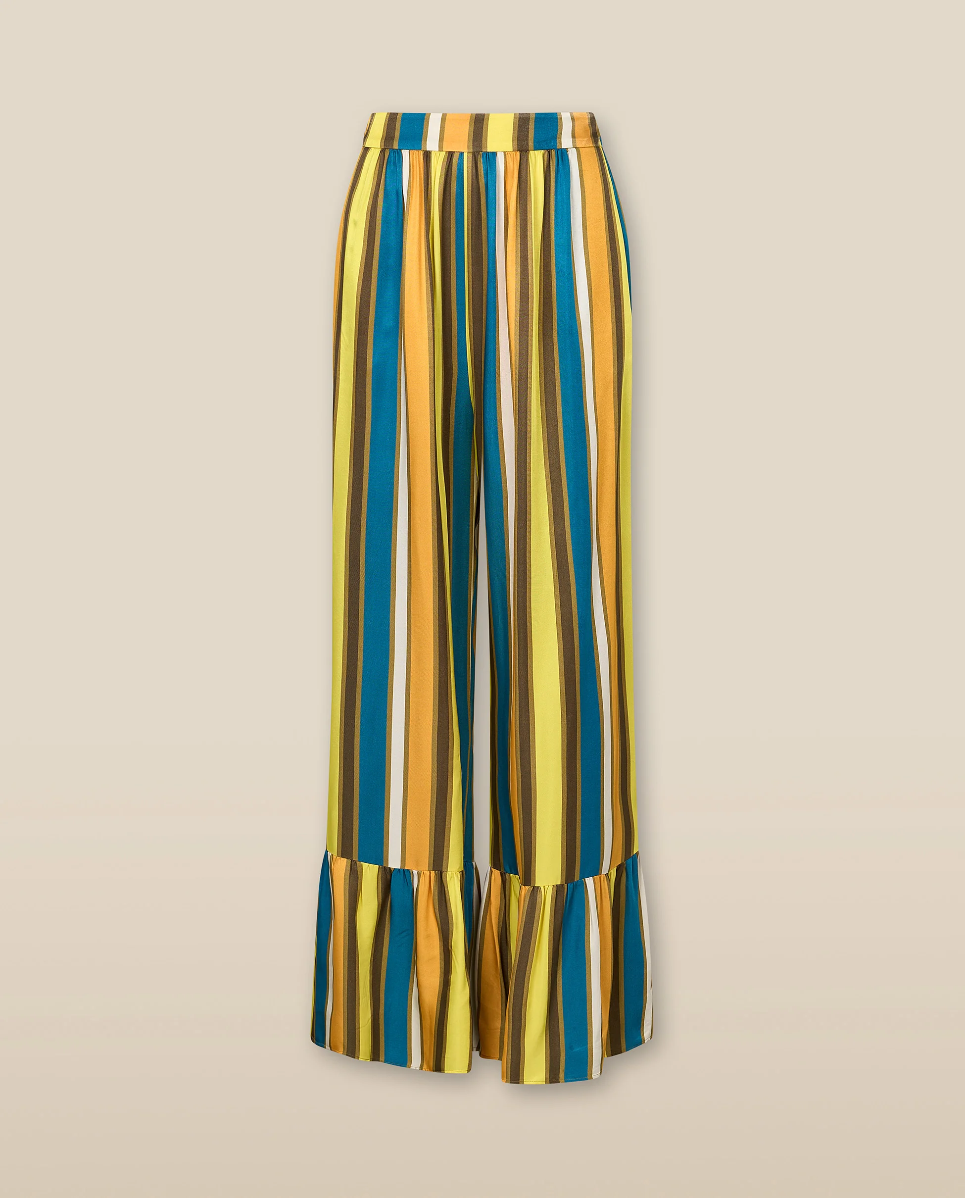 POPEA | Multicoloured Stripe Ruffle Trousers - Image 2