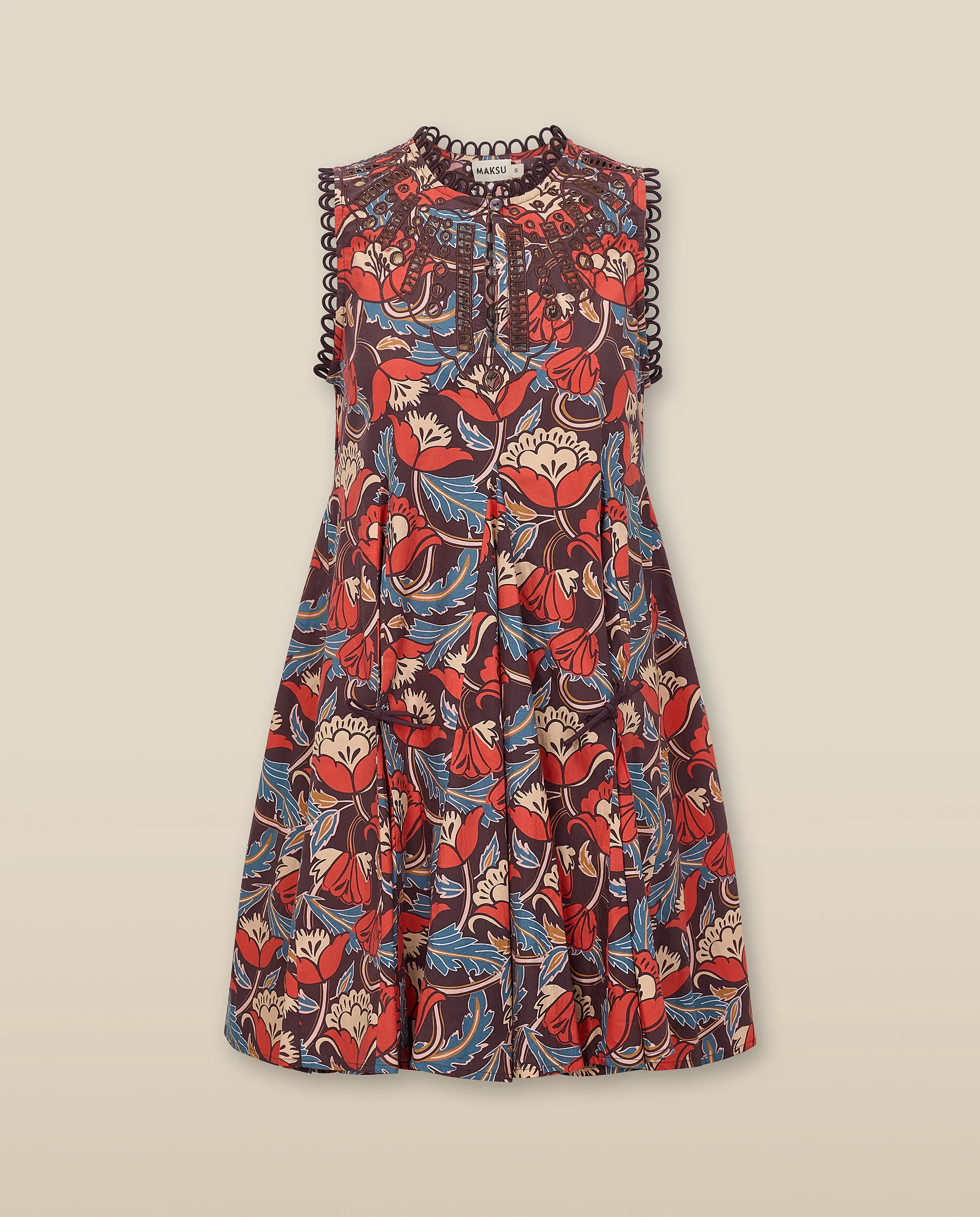 PRIYALA | Terracotta Multi Floral Cotton Short Dress - Image 6