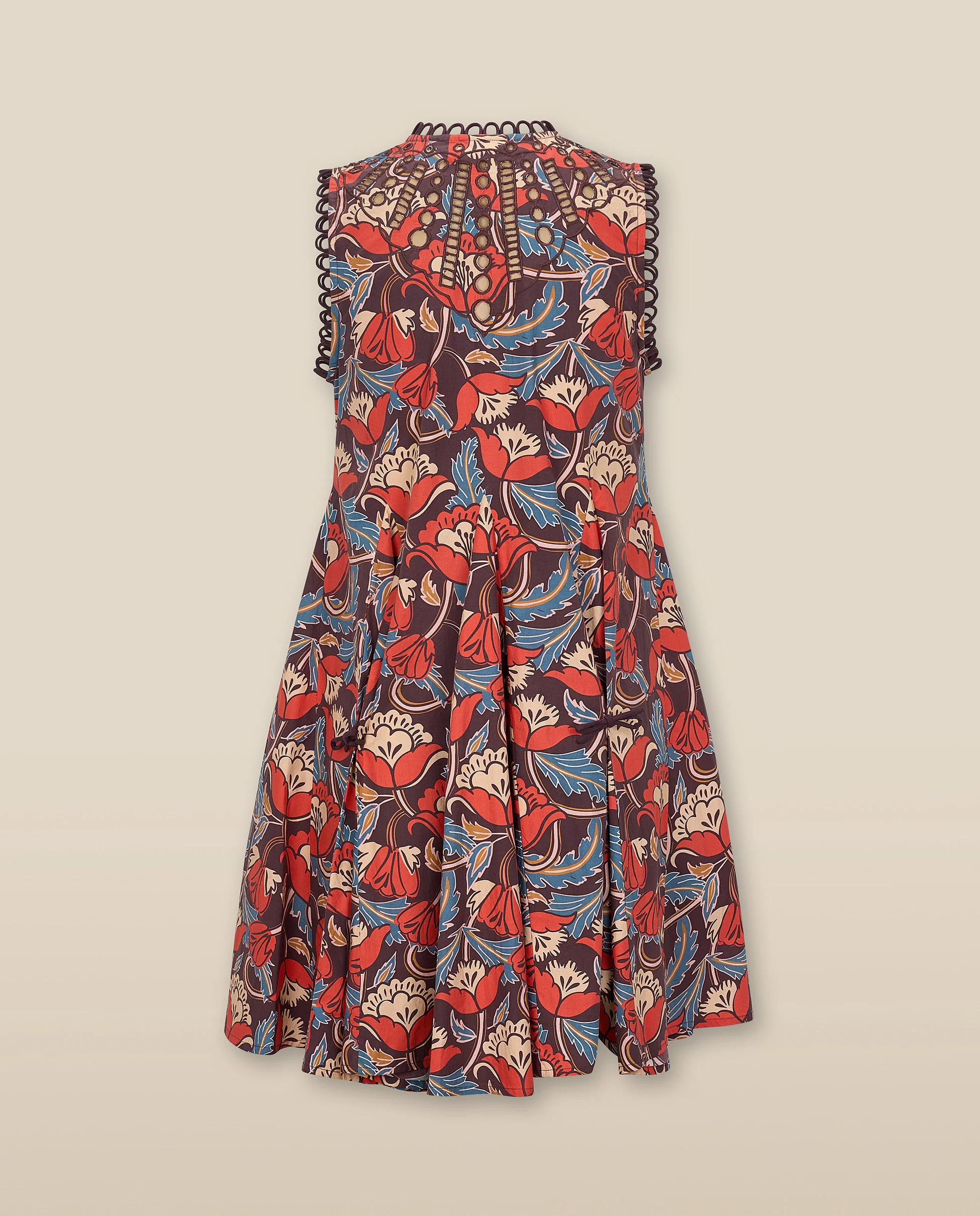 PRIYALA | Terracotta Multi Floral Cotton Short Dress - Image 7