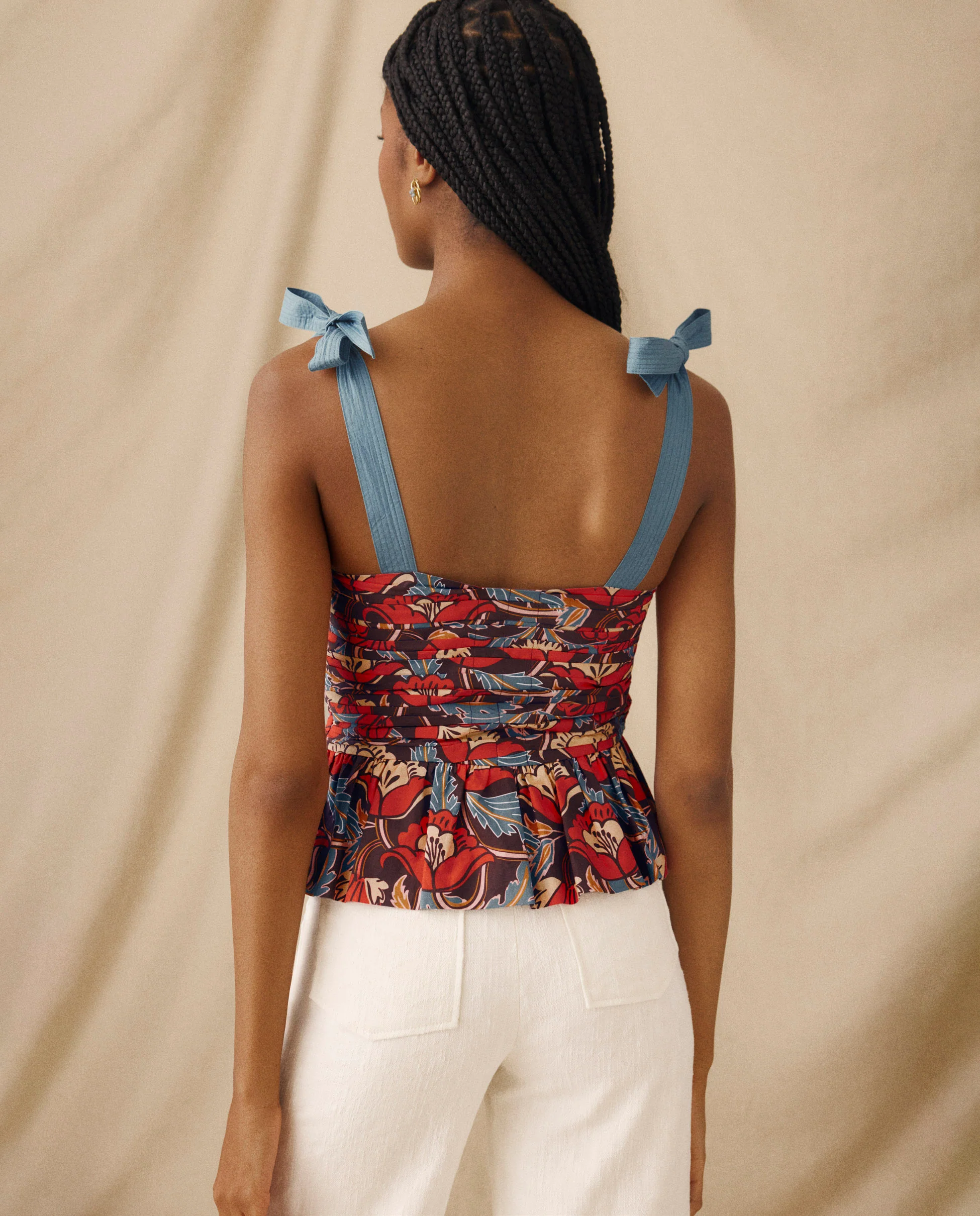 PRIYALA  | Terracotta Multi Floral Cotton Top - Image 4