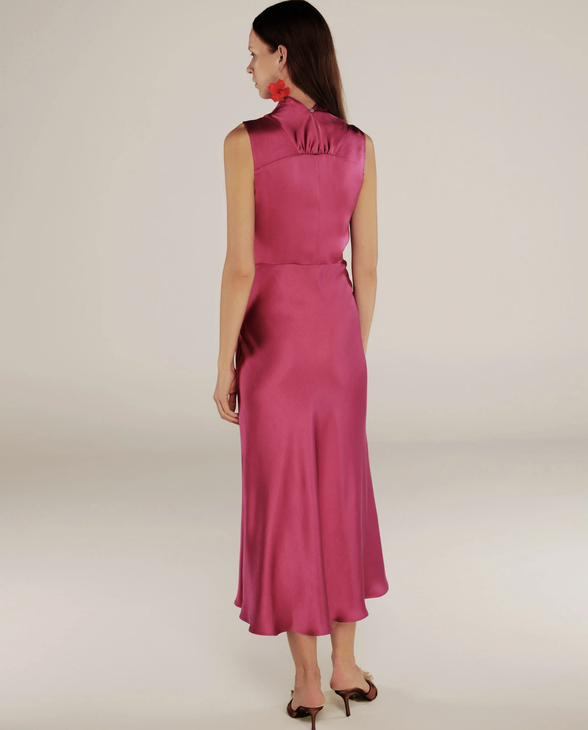 RANYA | Magenta Pink Twist Sleeveless Maxi Dress - Image 3